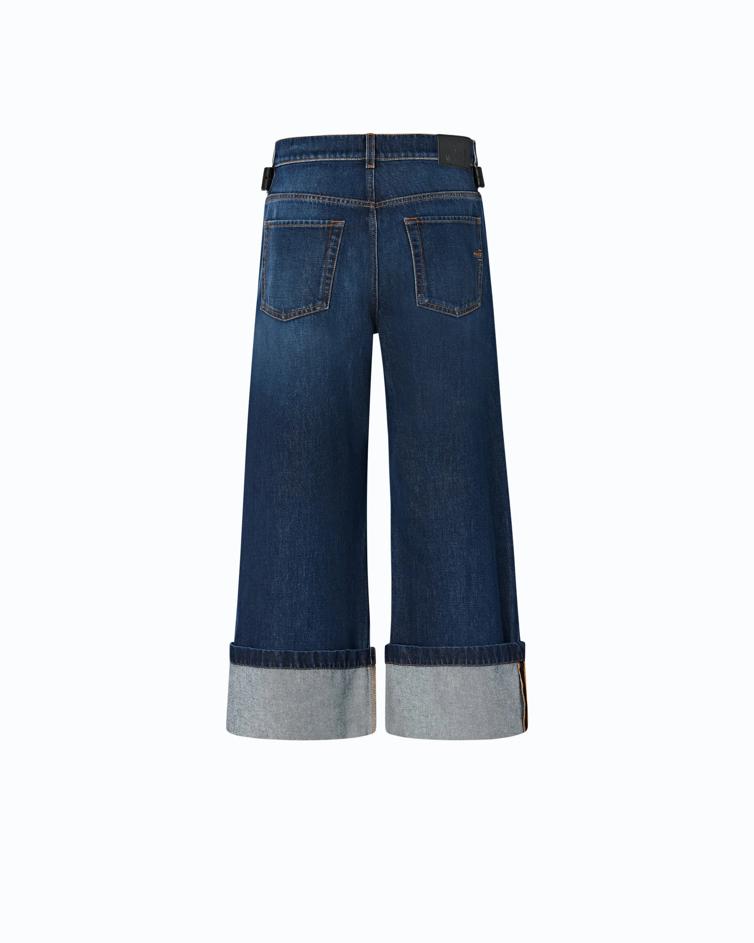 CROPPED JEANS WITH LEATHER BELT - 1