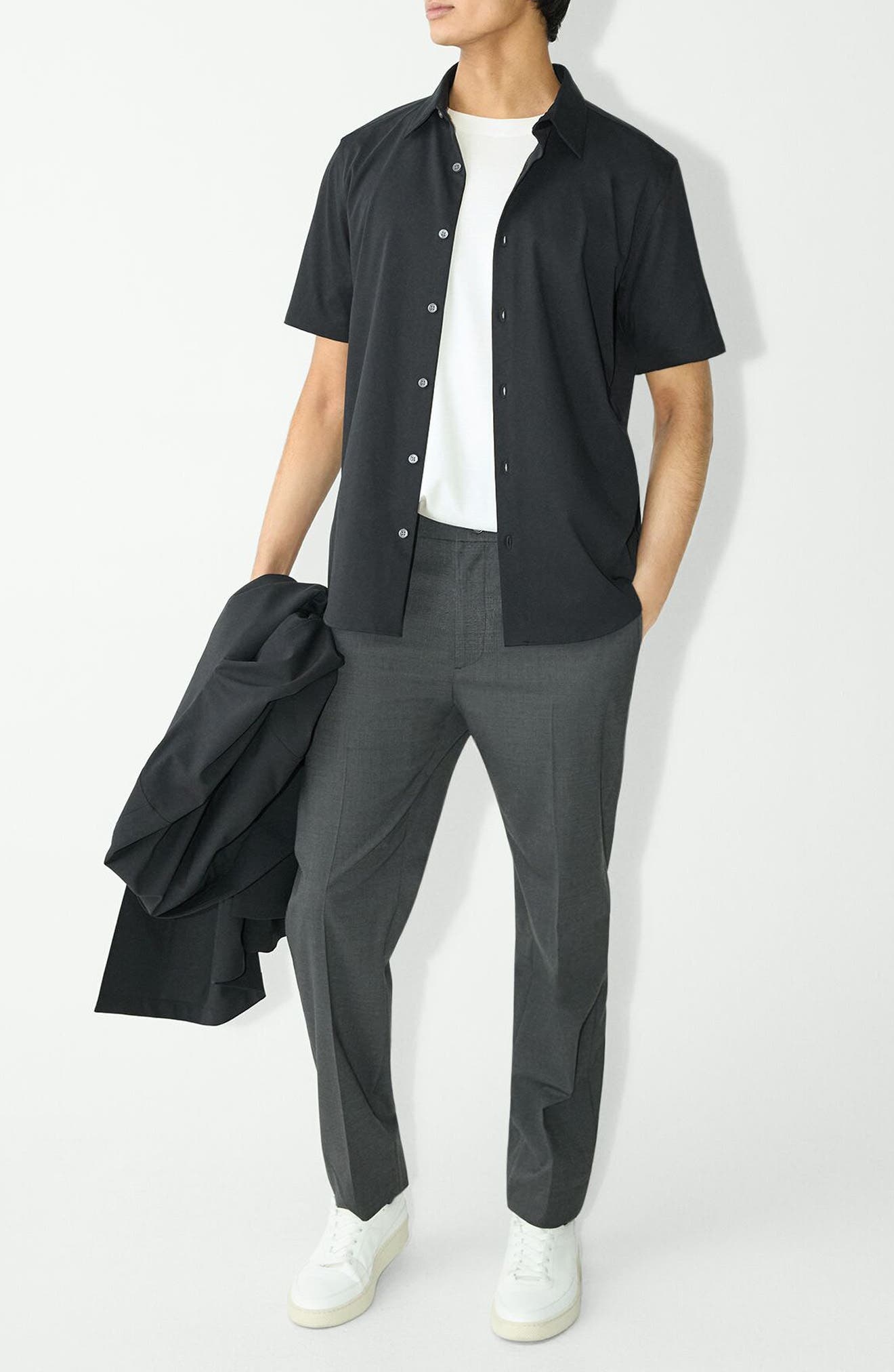 Theory Irving Short Sleeve Button-Up Shirt in Black - 9