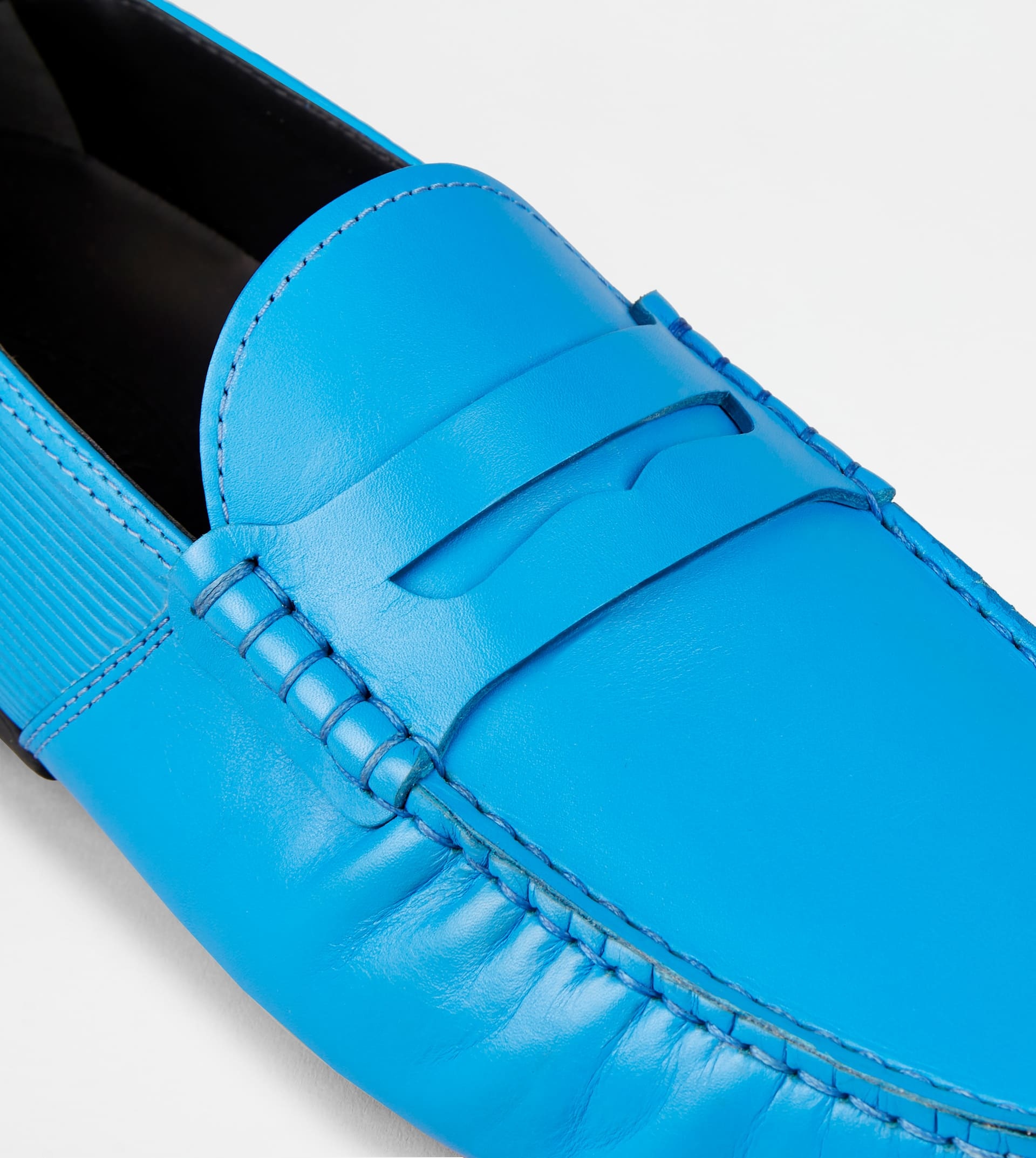 LOAFERS IN LEATHER - LIGHT BLUE, BLACK - 6