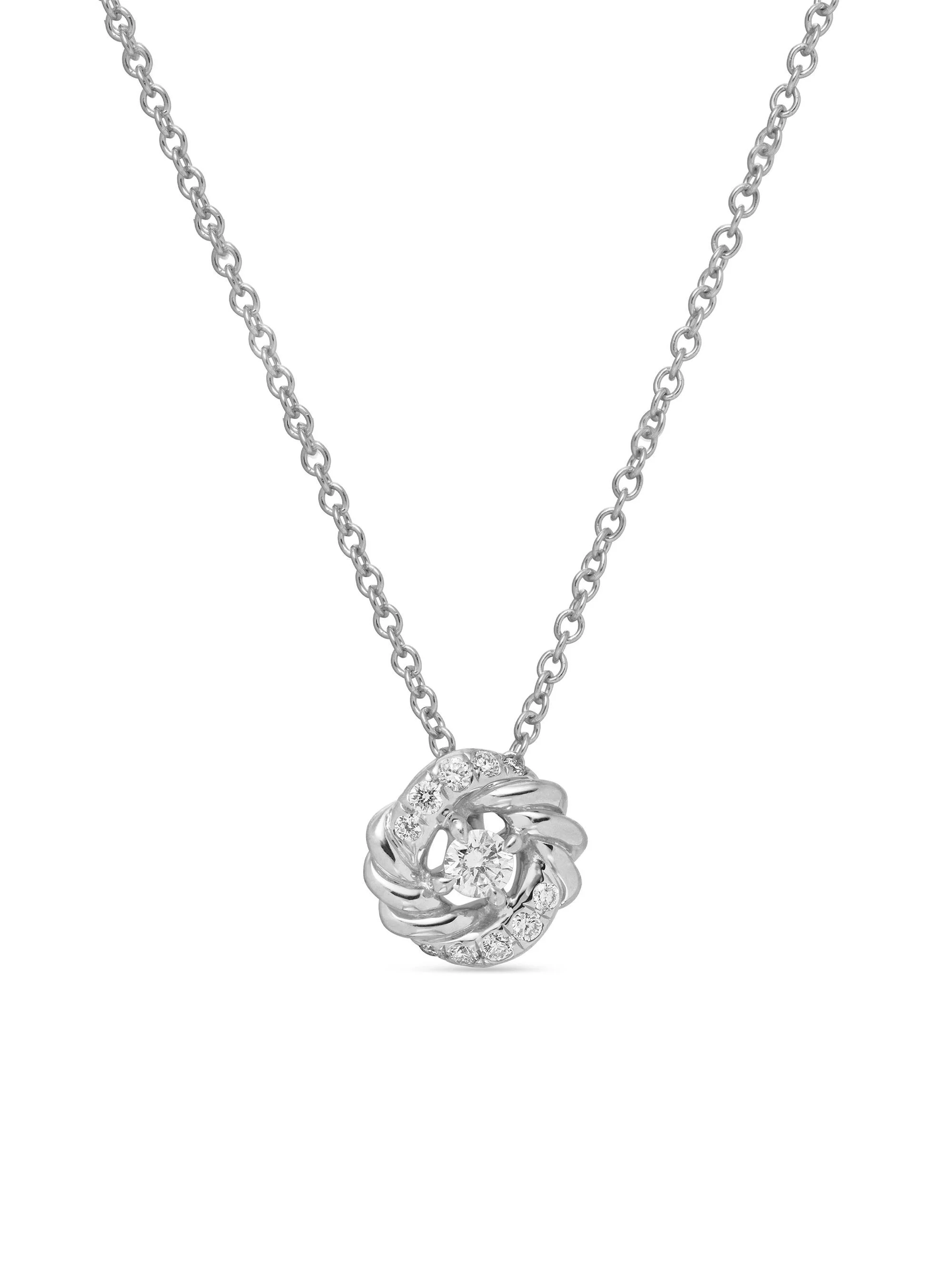 Women's Petite Infinity Pendant Necklace in Sterling Silver - Silver Pave - 1