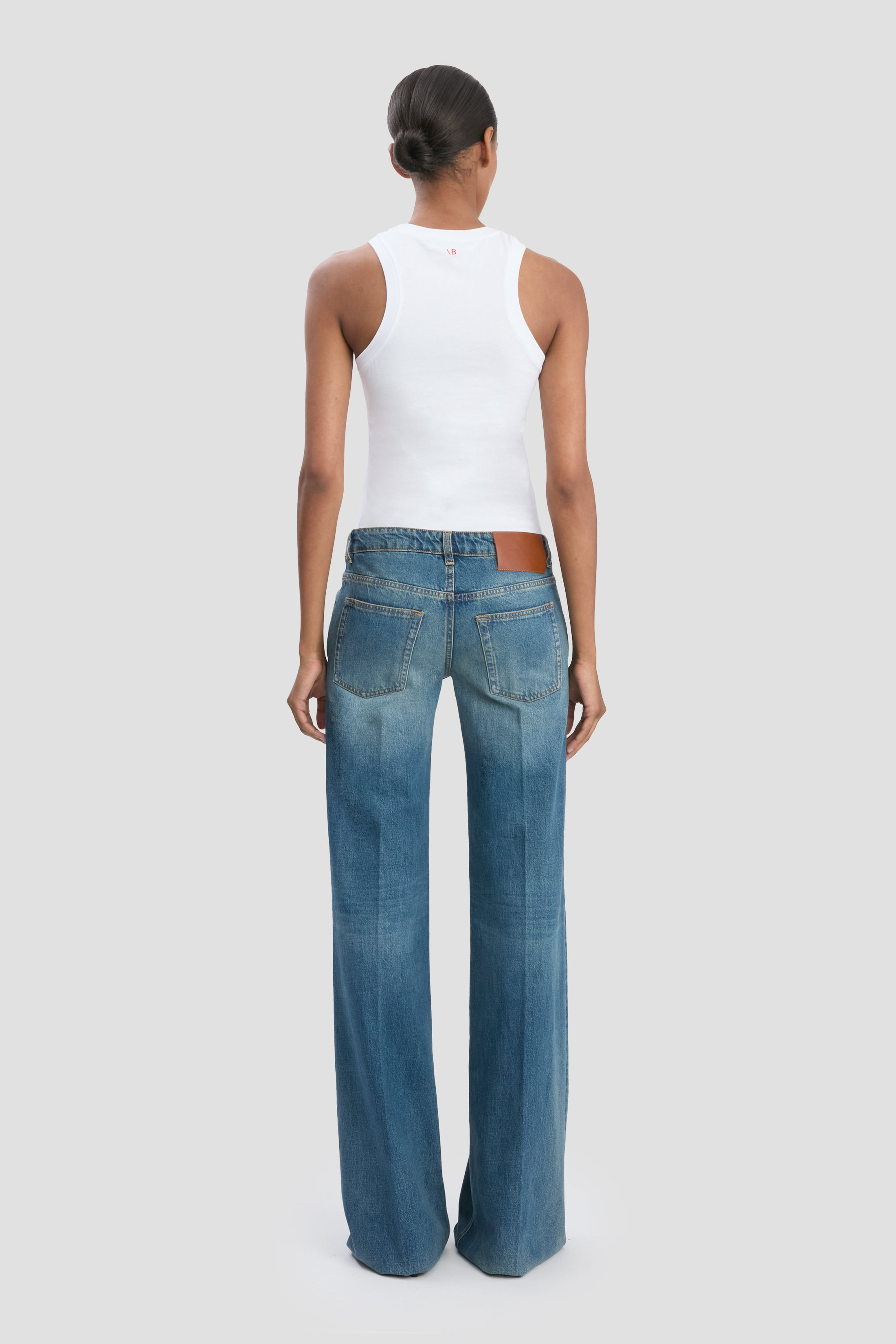 Gigi Low Waist Straight Leg Jean In Mid Blue - 5