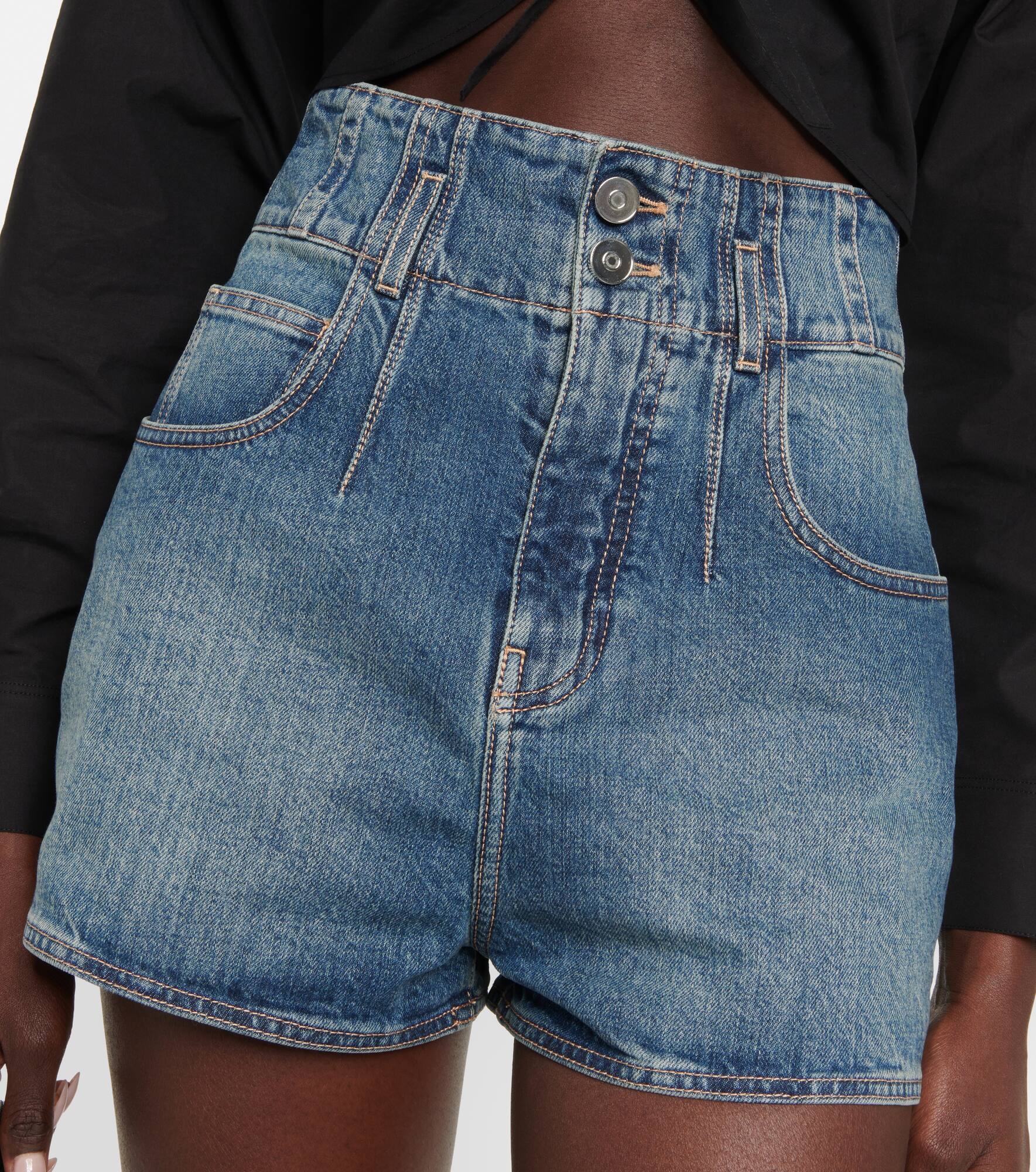 High-rise denim shorts - 4