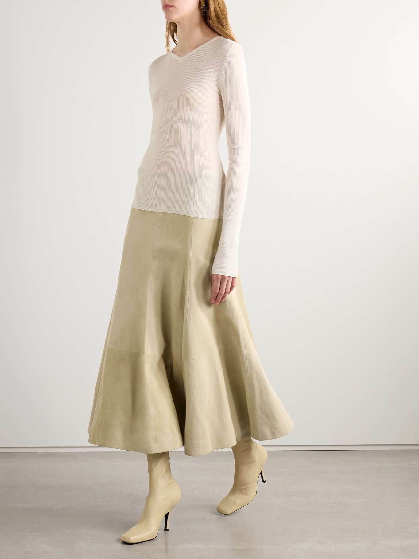 Lenno suede midi skirt Beige - 2