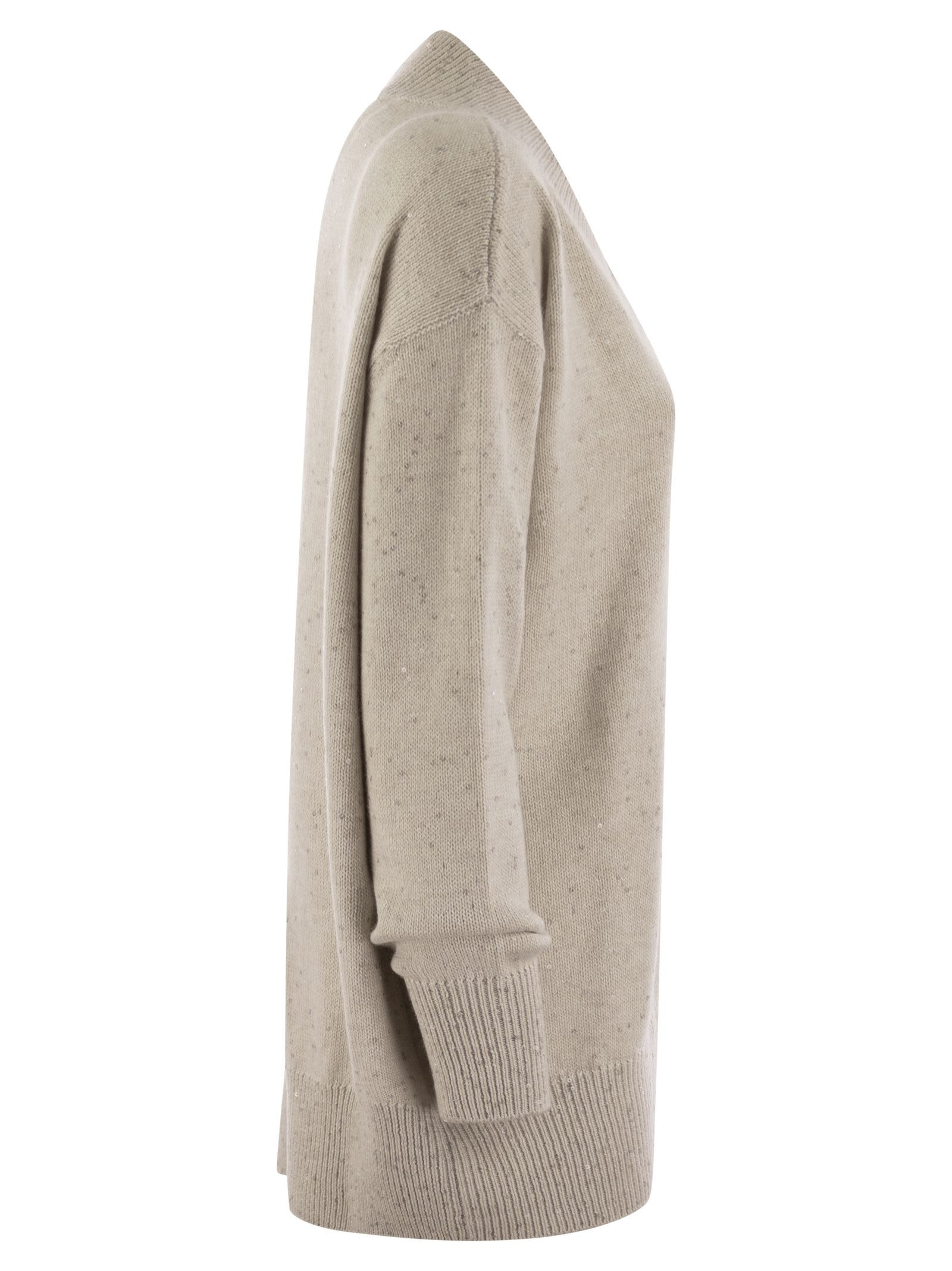 Brunello Cucinelli Women Cashmere And Silk Sweater With Micro Sequins - 3