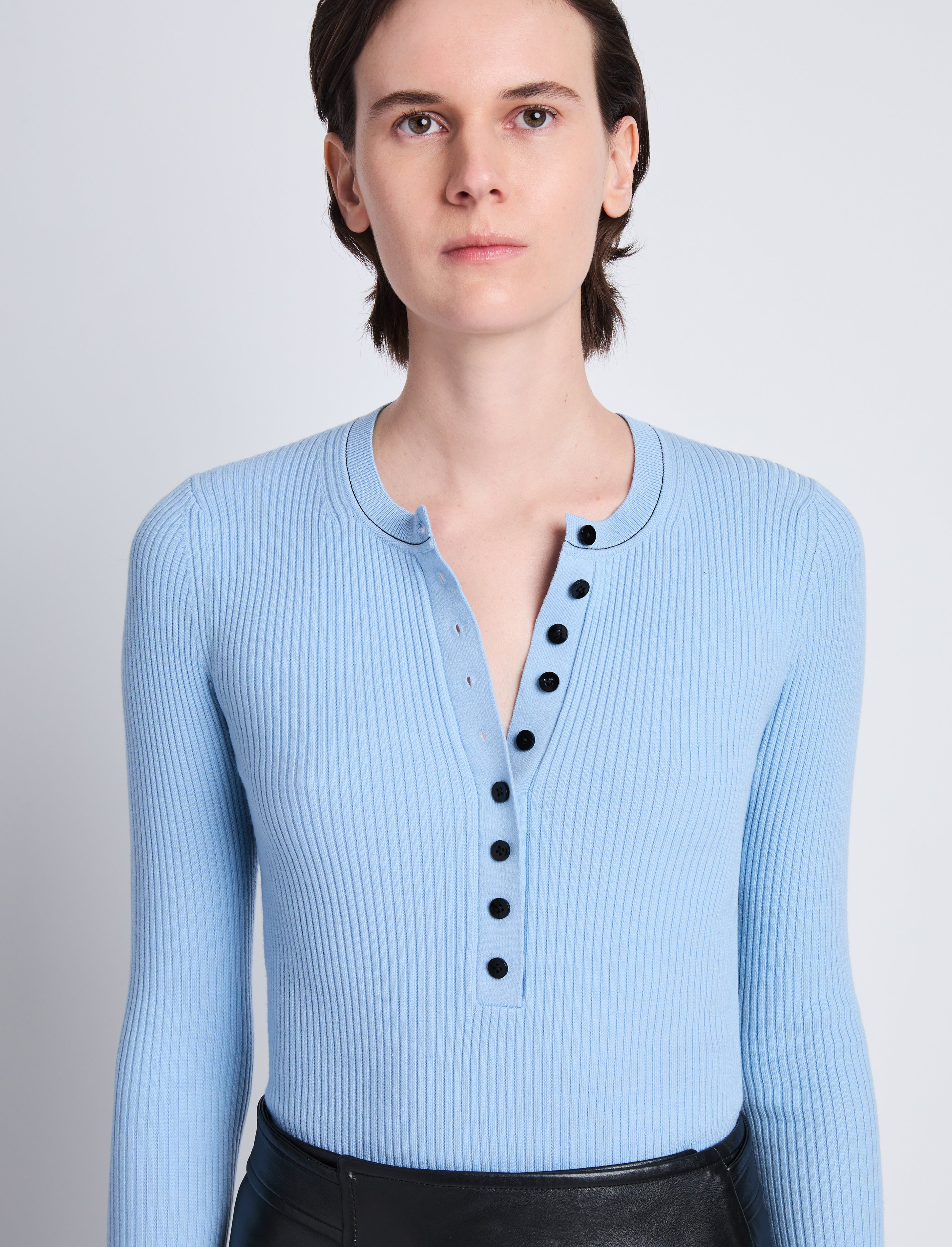 Agnes Henley Sweater in Superfine Wool Merino - 6