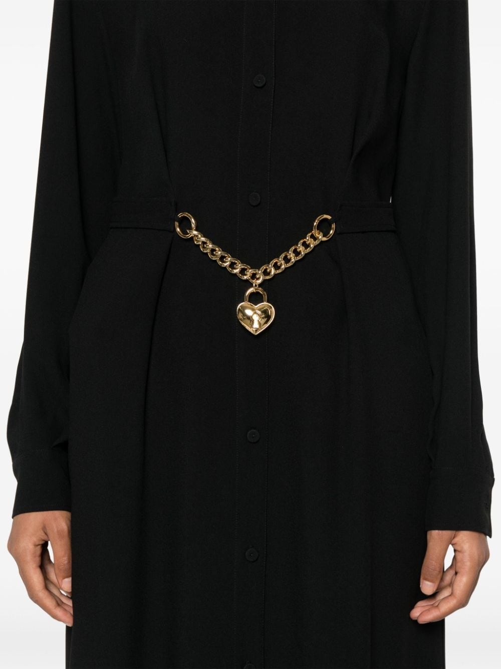 heart-padlock belted shirtdress - 5