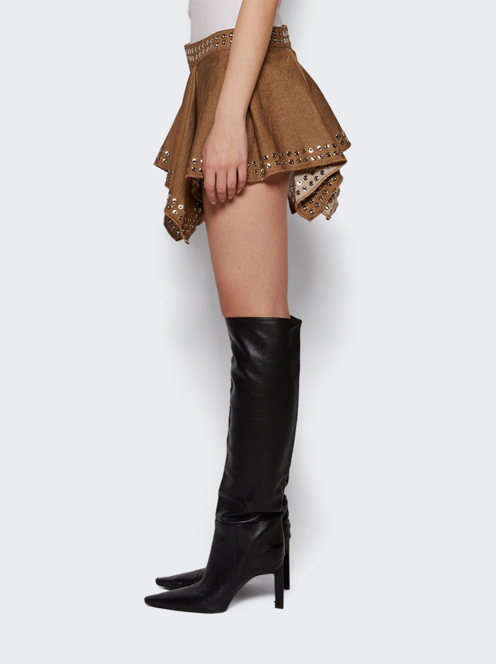 Ice Skating Eyelet Mini Skirt Brown - 3