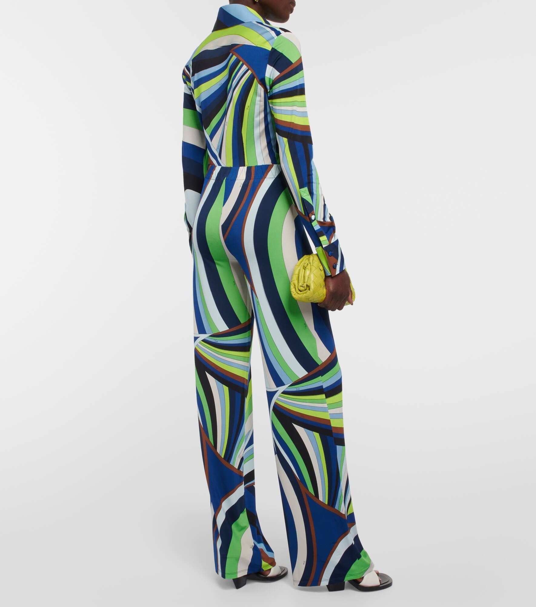 Printed high-rise jersey wide-leg pants - 3