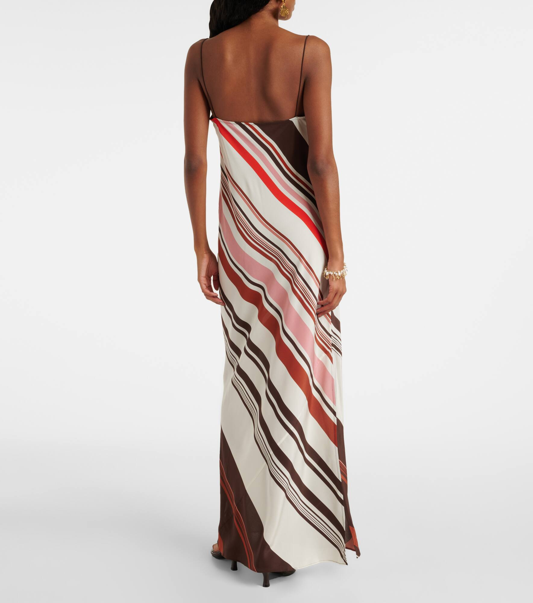 Thistle striped silk satin maxi dress - 3