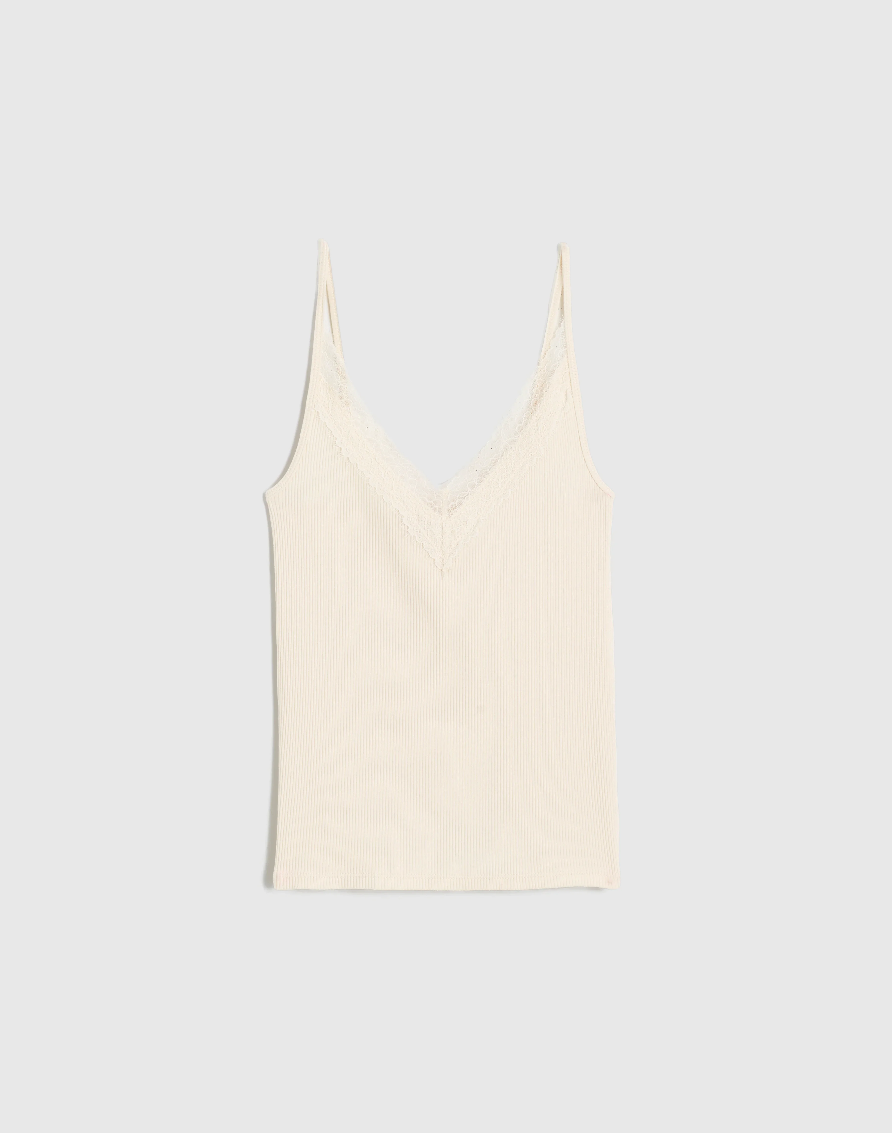 Lace-Trim V-Neck Tank - 1