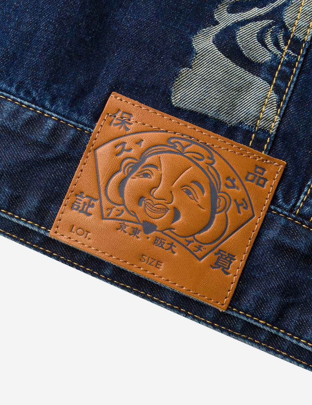 Allover Godhead Jacquard and Seagull Embroidery Loose Fit Deconstructive Denim Jacket - 10