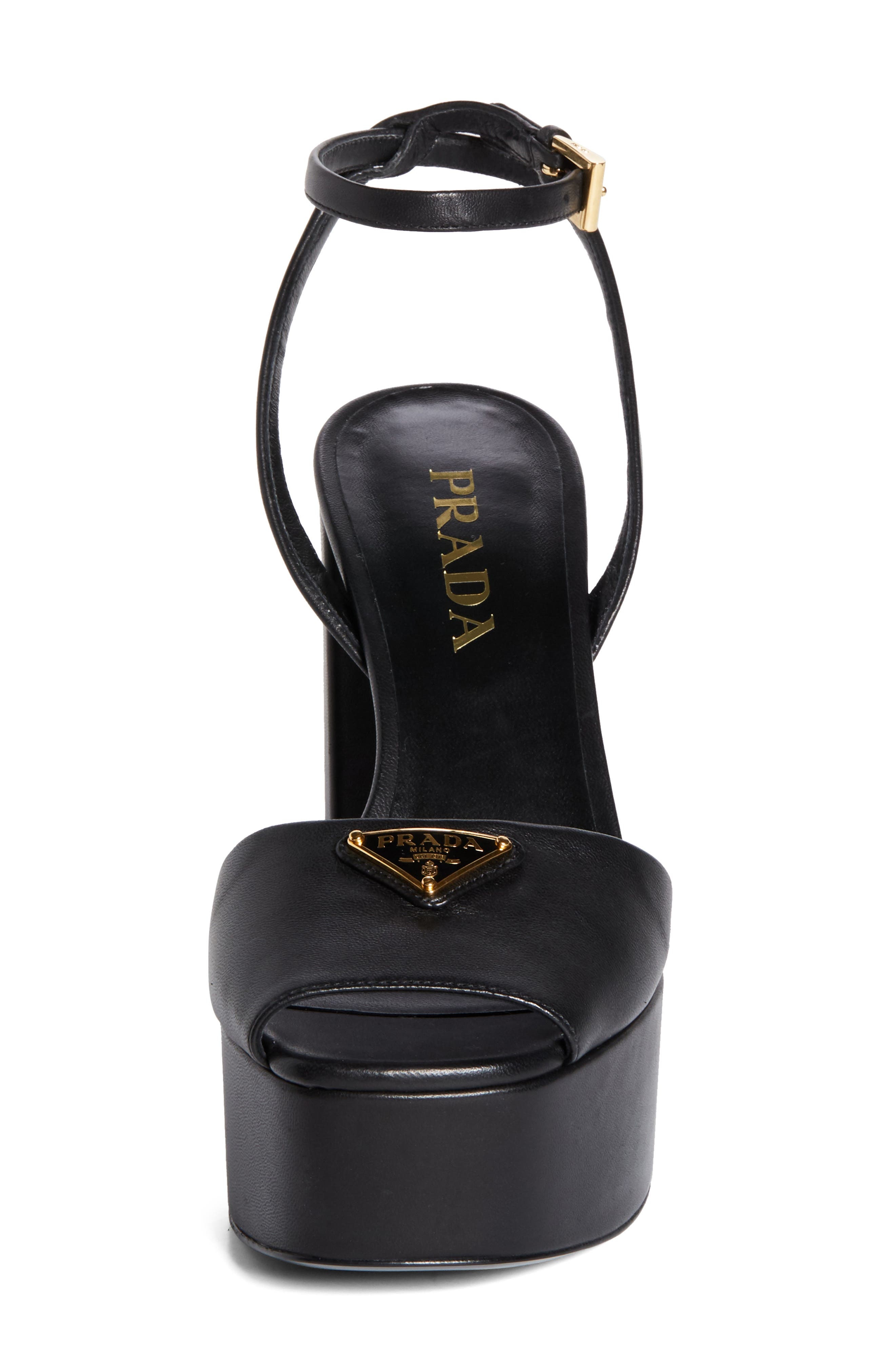 Prada Logo Platform Sandal in Nero at Nordstrom - 4