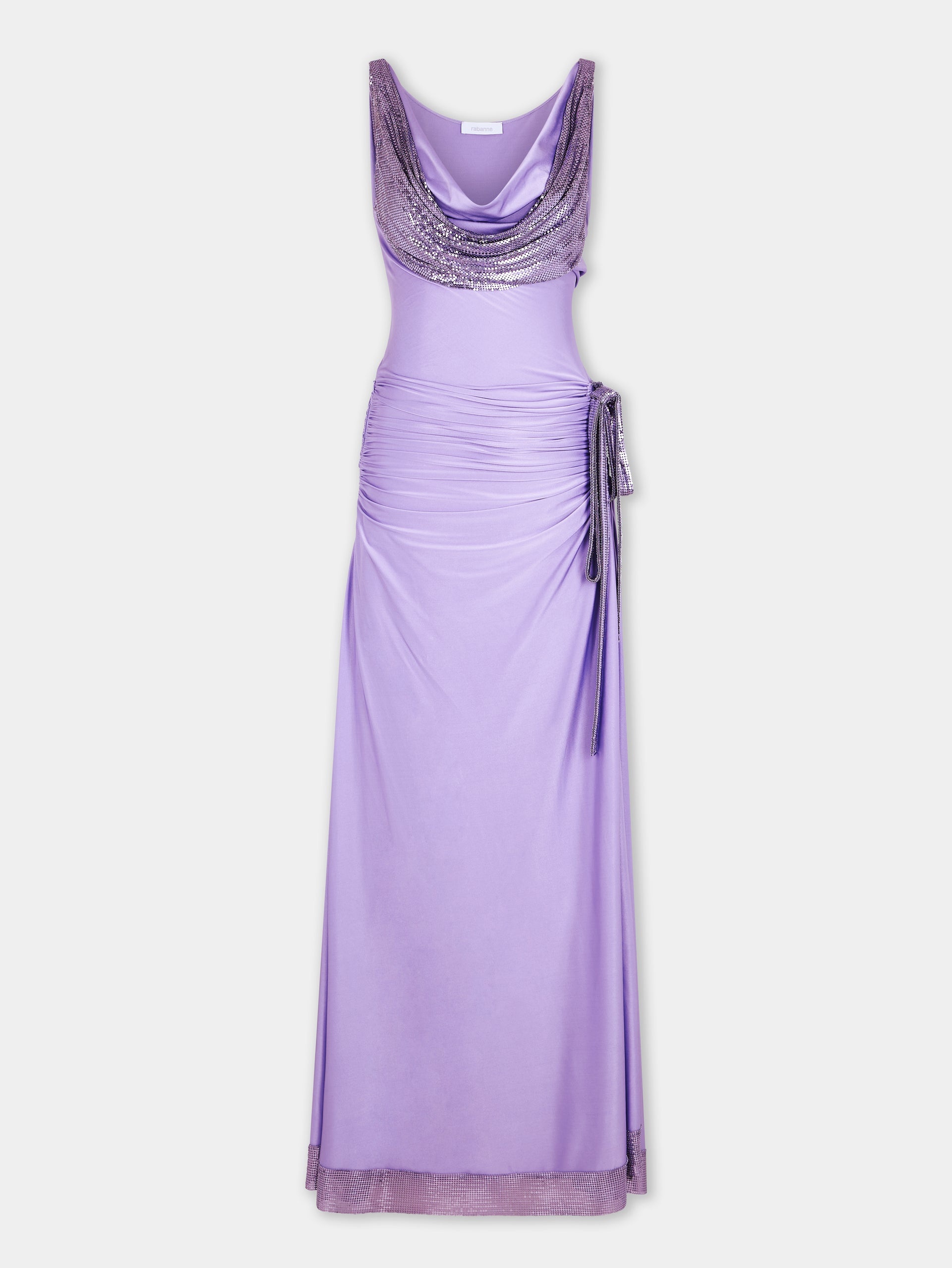 LAVENDER LONG DRESS IN MESH AND JERSEY - 7