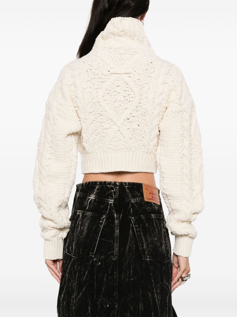 conical-bra detail cropped sweater - 4