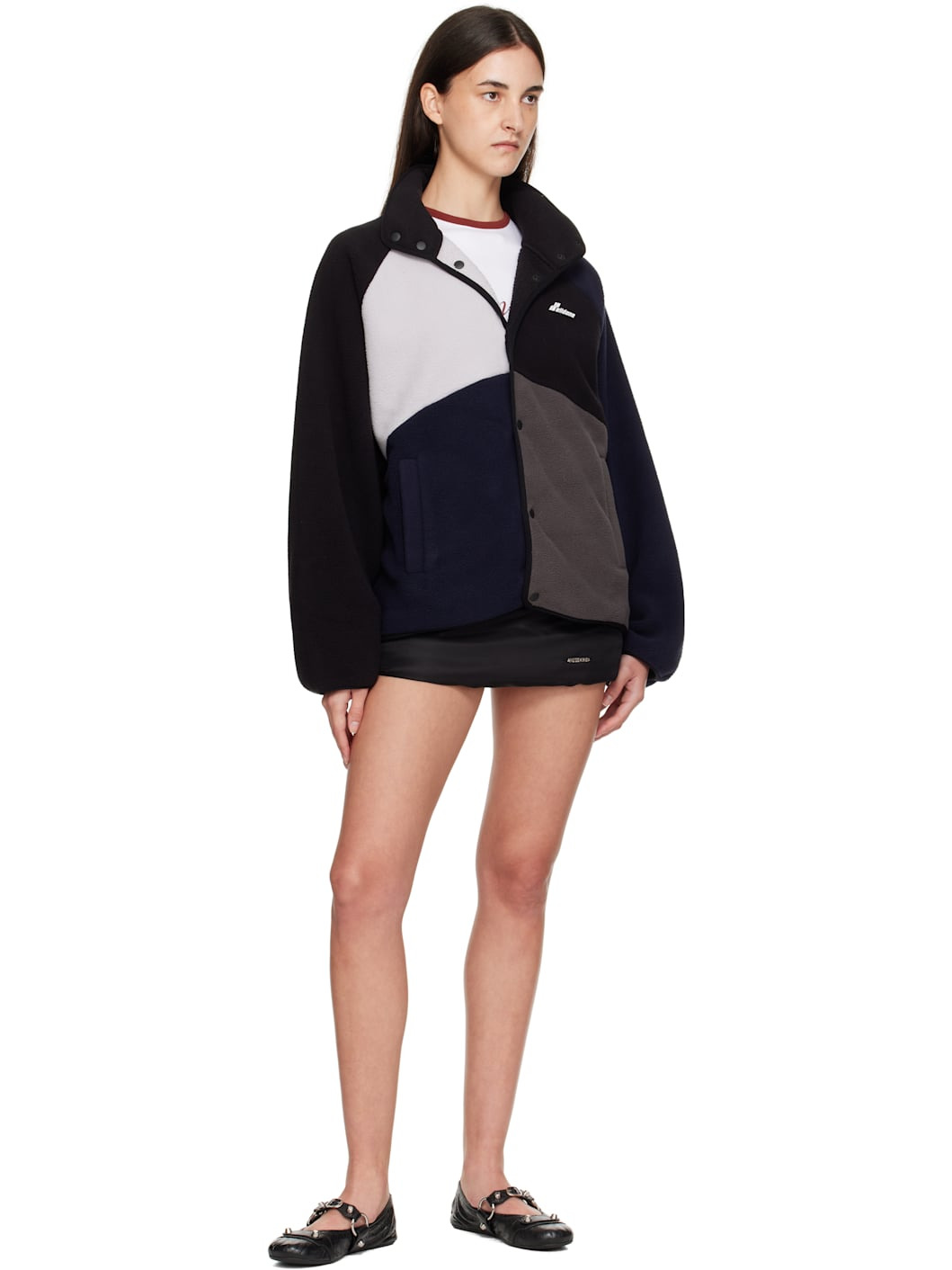 Black Colorblock Fleece Jacket - 4