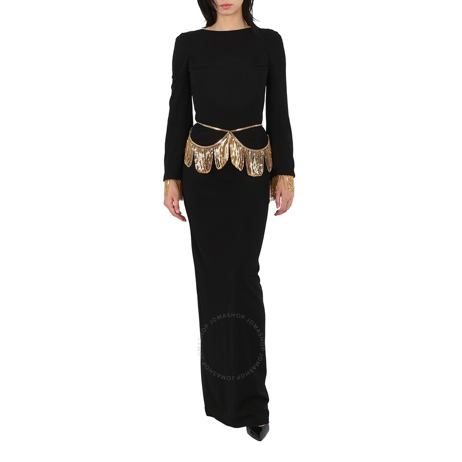 Burberry Black Long-sleeve Chain Detail Gown - 3