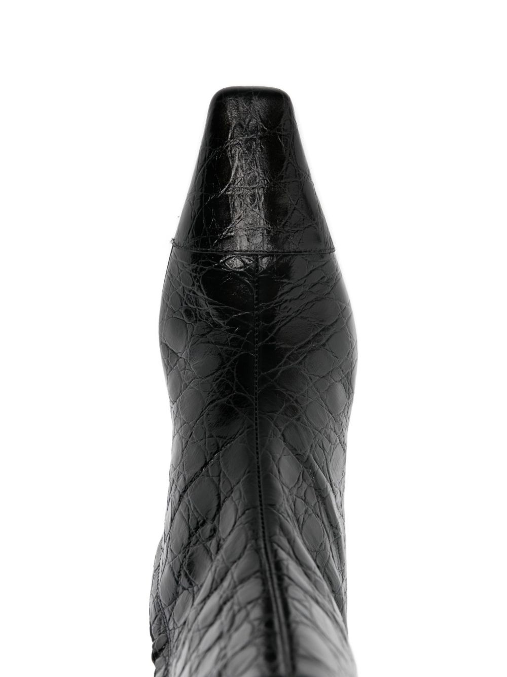 crocodile-effect block-heel boots - 4