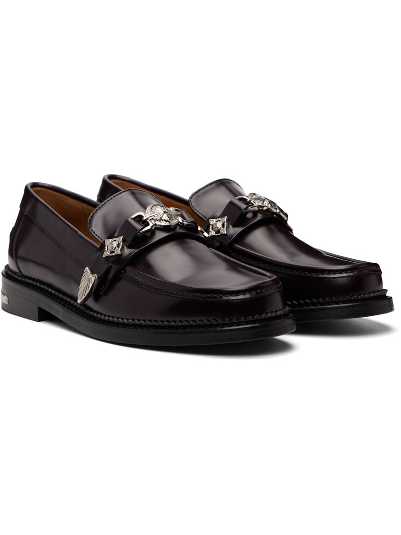 SSENSE Exclusive Burgundy Metal Loafers 4