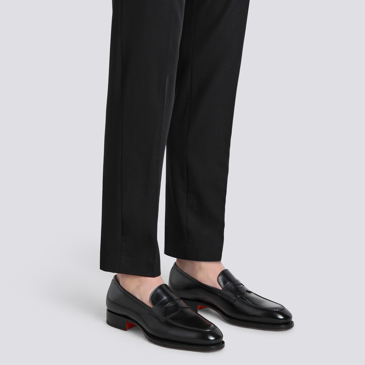 Men's black leather penny loafer - 2