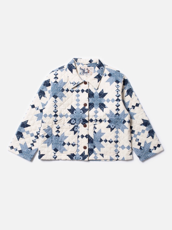 Signe Quilted Cotton Jacket Offwhite/Blue - 2