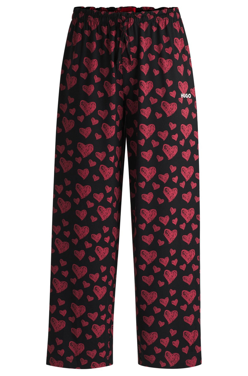 MODAL-BLEND JERSEY PAJAMA BOTTOMS WITH REPEAT HEART PRINT 1