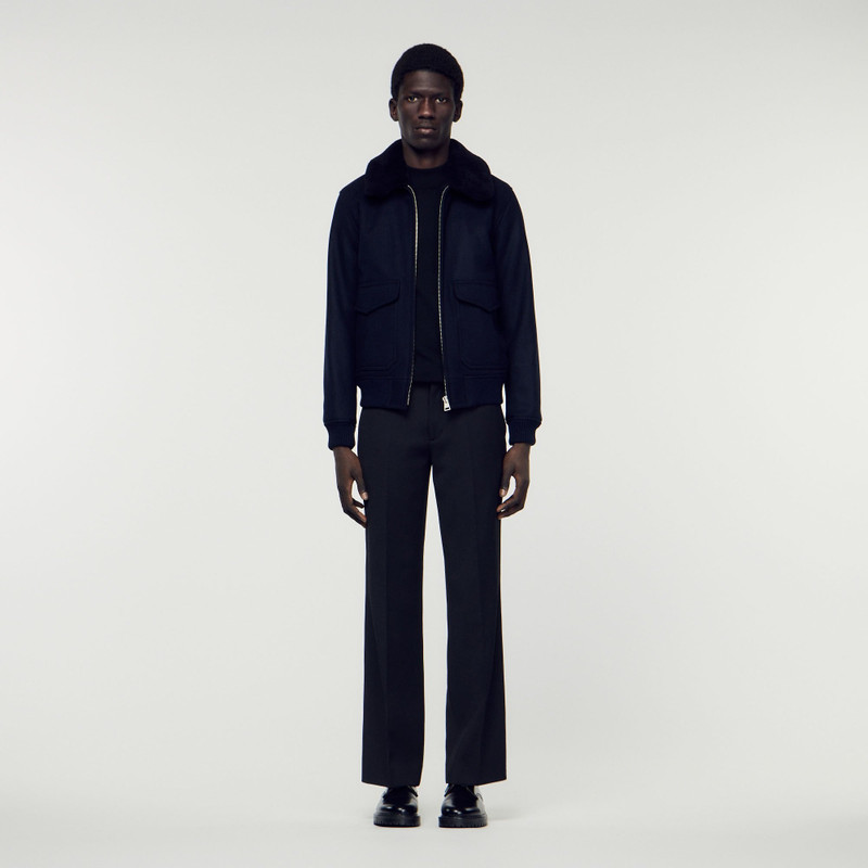 Sandro AVIATOR JACKET WITH SHEEPSKIN COLLAR outlook