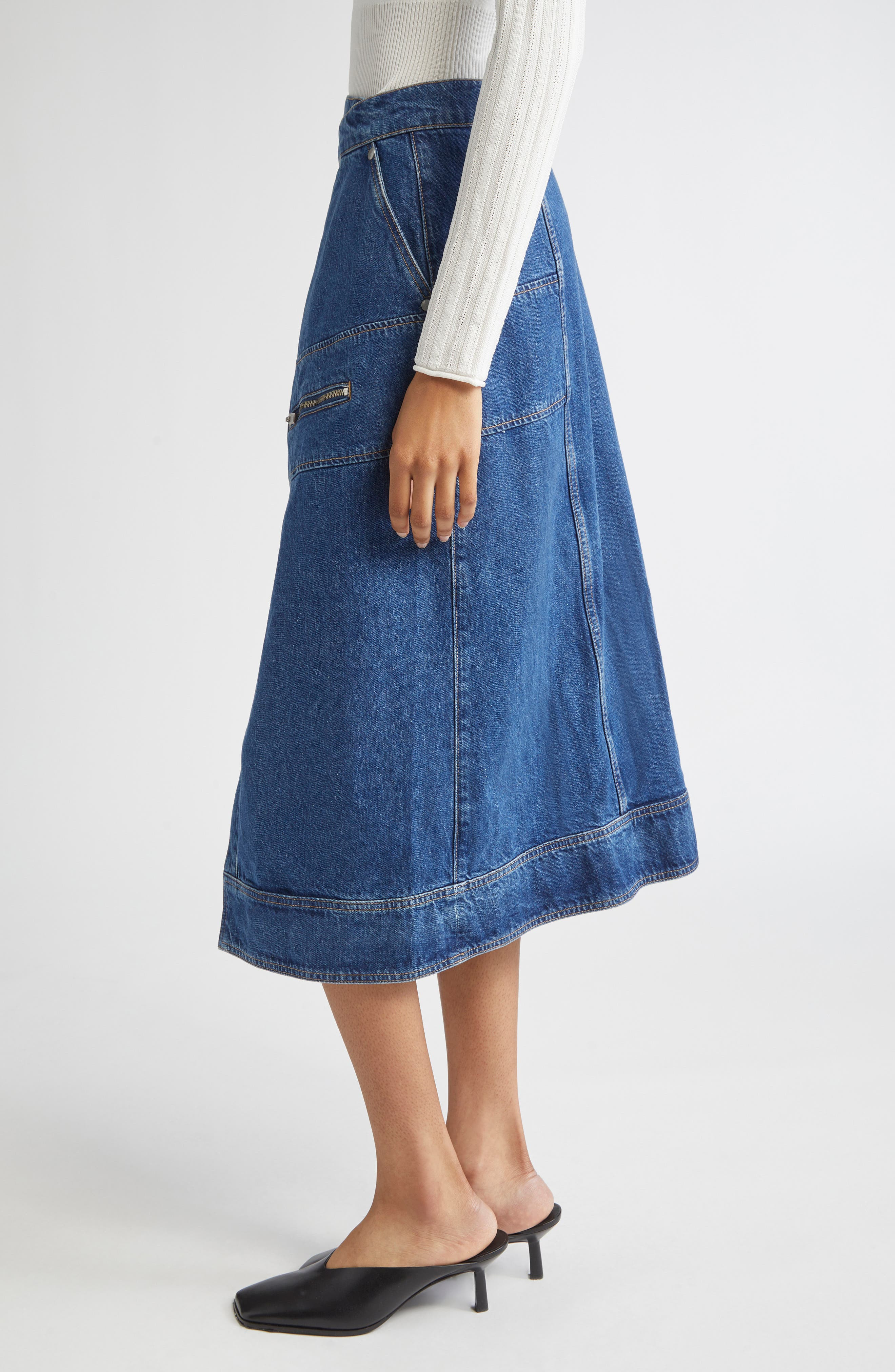 3.1 Phillip Lim Asymmetric Denim Wrap Skirt in Indigo at Nordstrom - 4