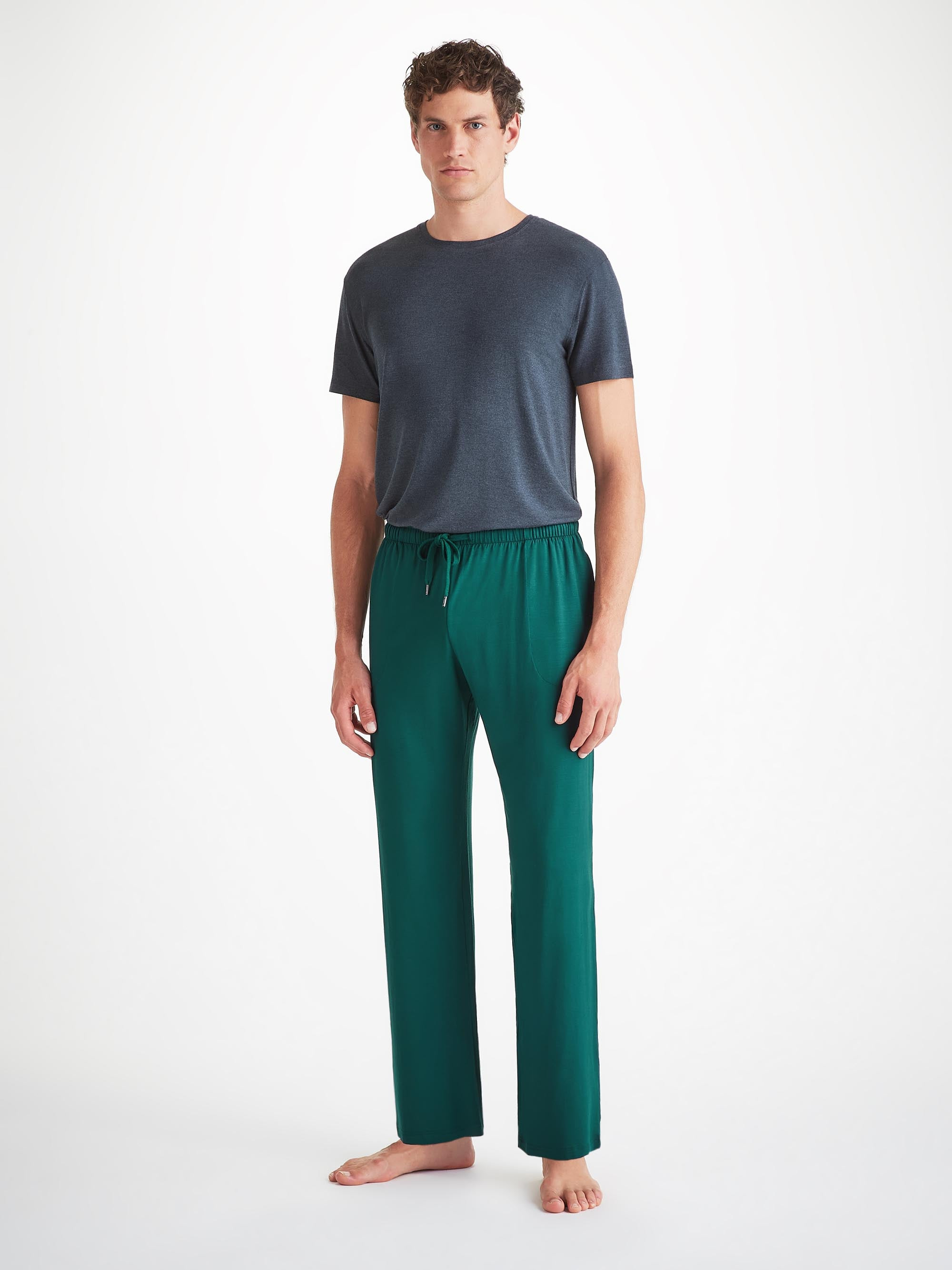 Men's Lounge Pants Basel Micro Modal Stretch Pine Green - 3