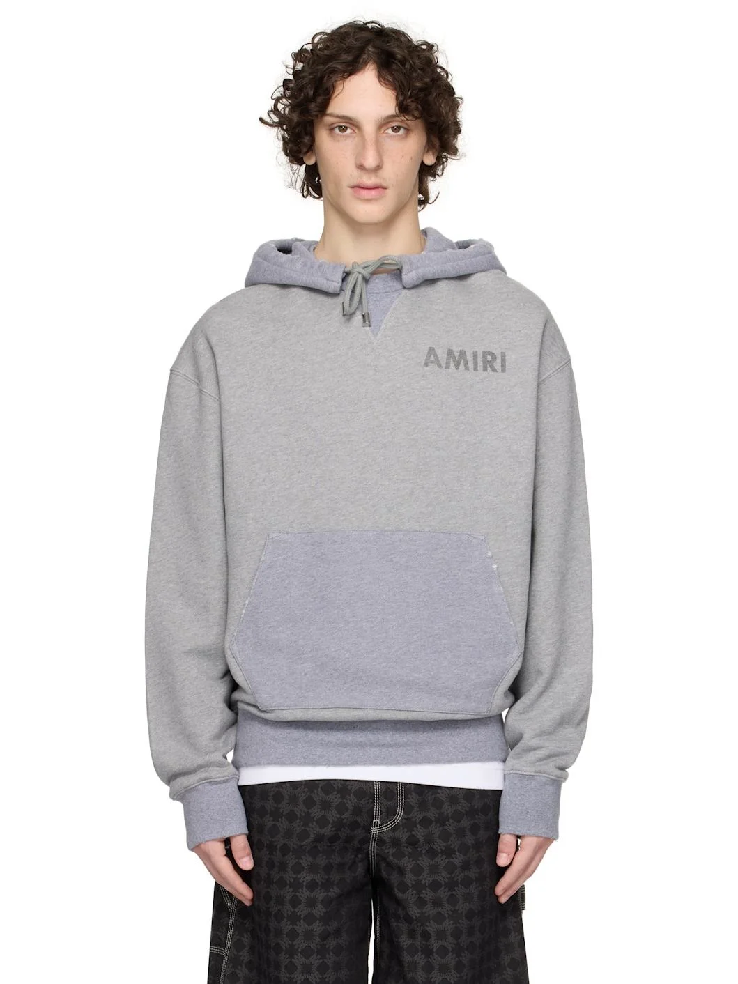 Gray 'AMIRI' Stencil Oversized Hoodie - 1