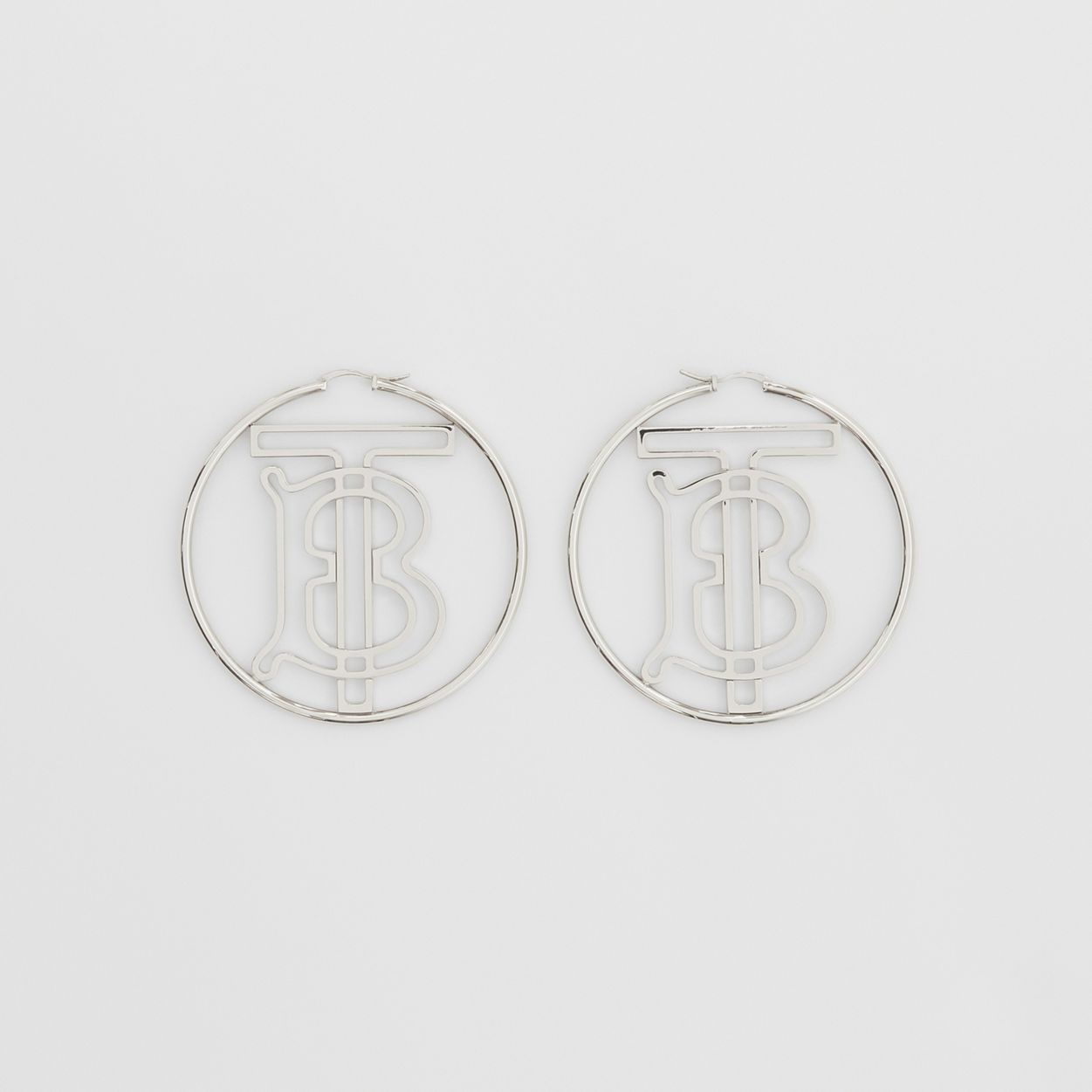 Palladium-plated Monogram Motif Hoop Earrings - 5