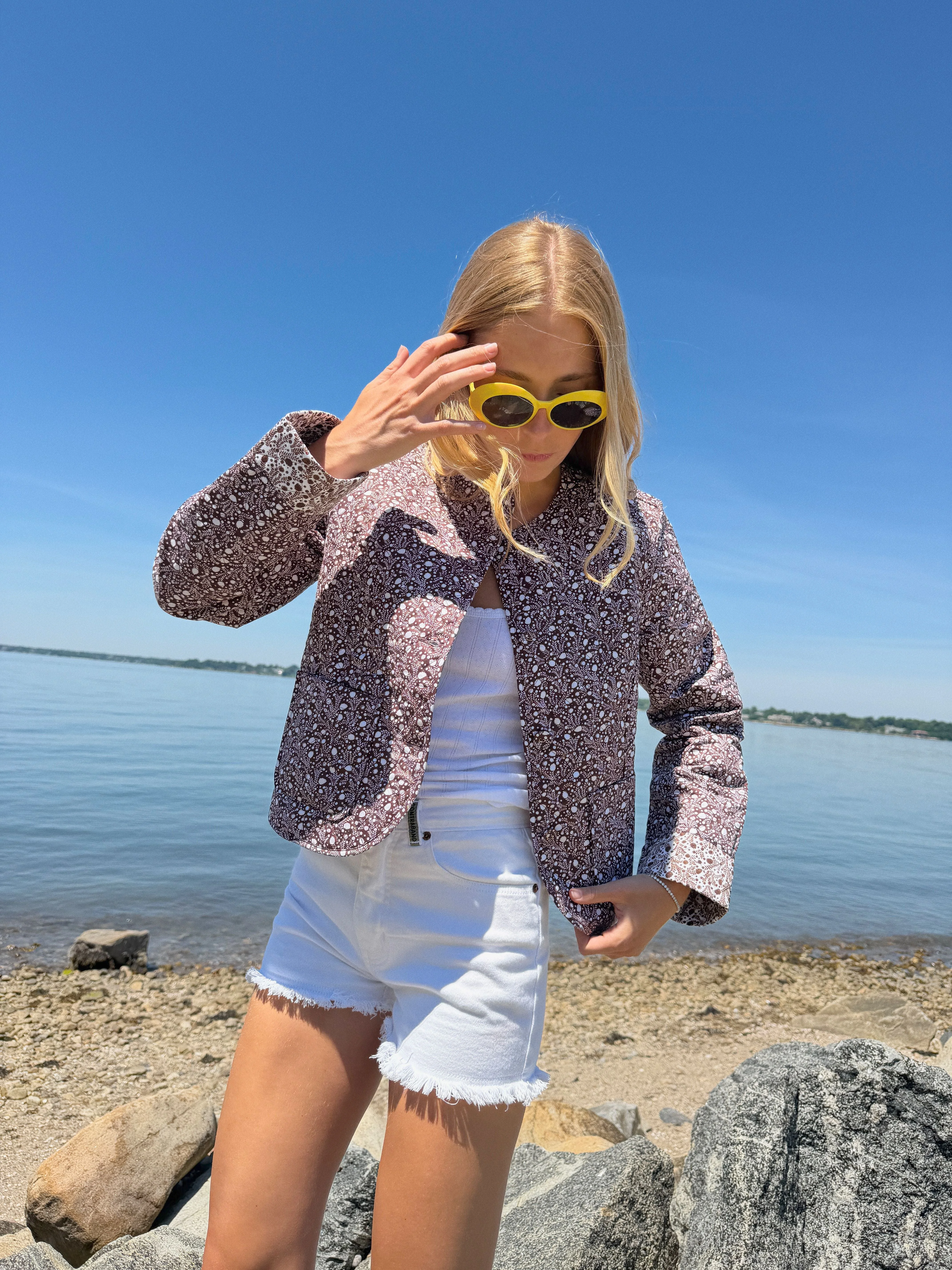 The Cropped Rowan Jacket - Chocolate Ditsy Thistle - 1