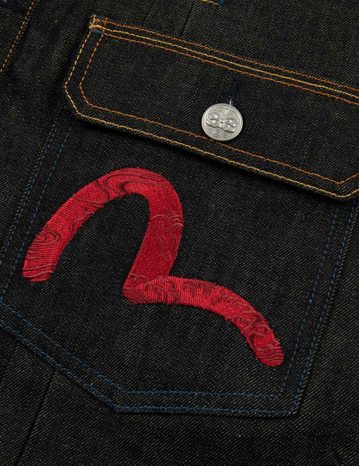 TWO GODS WEALTH GATHERING EMBROIDERY LOOSE FIT KIMONO DENIM JACKET - 8