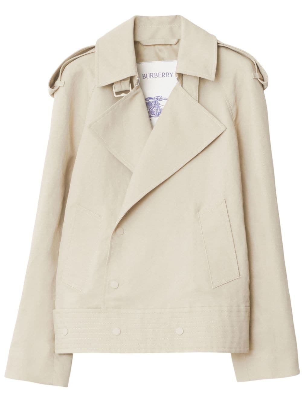 off-centre canvas trench jacket - 1
