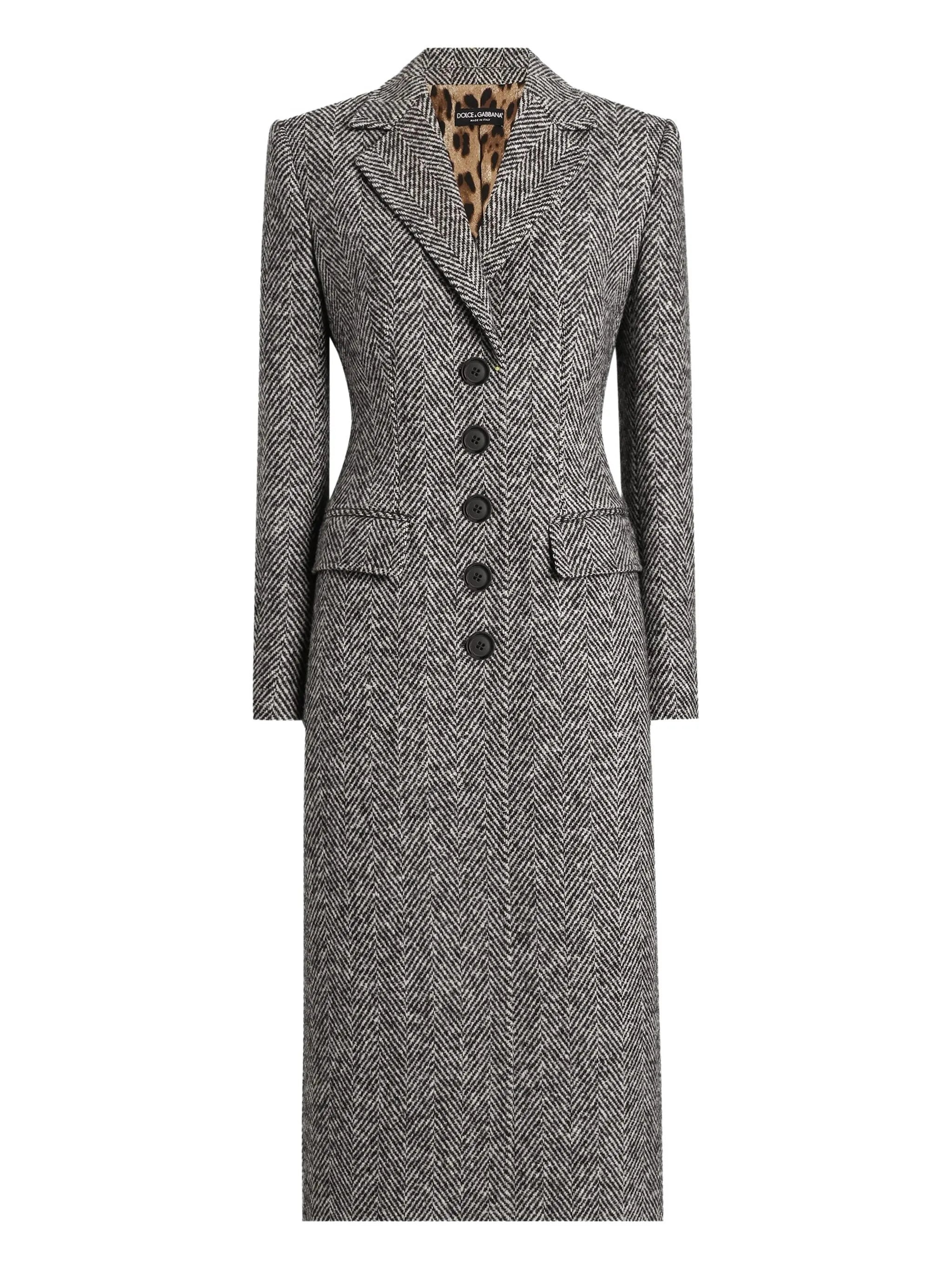 Dolce & Gabbana Herringbone Buttoned Coat - 1