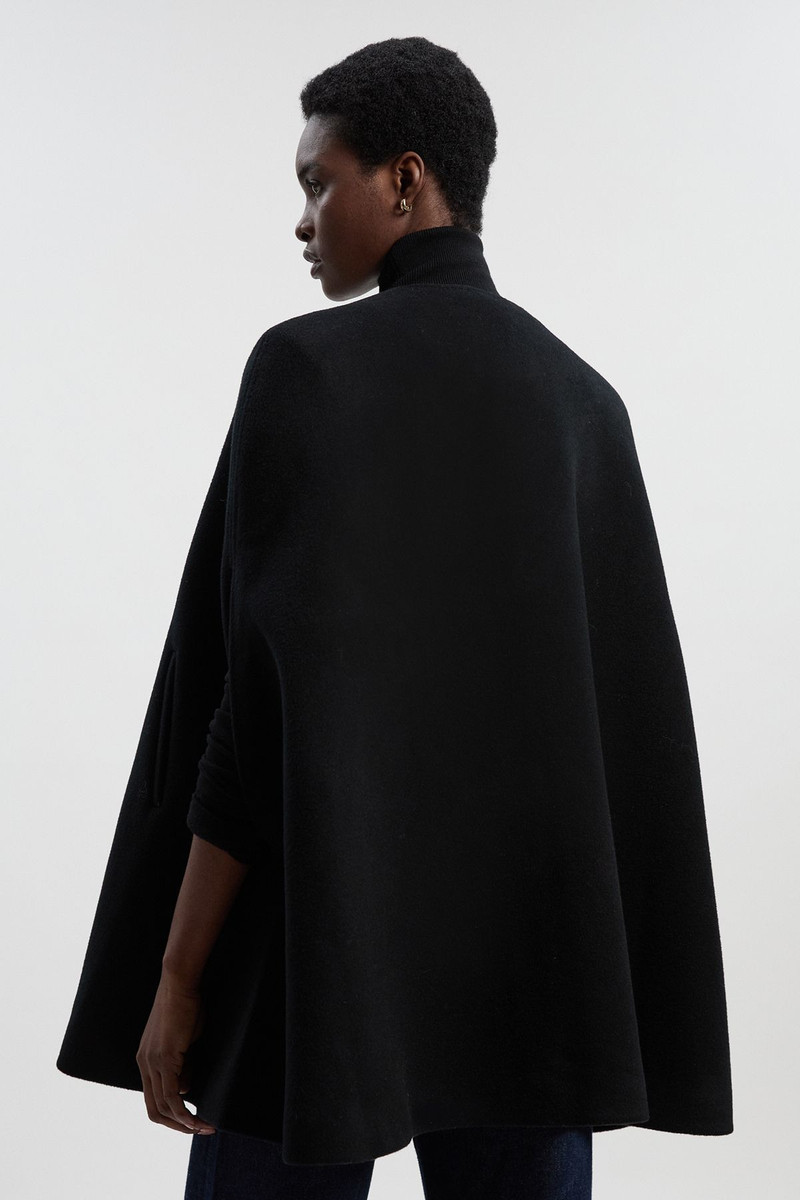 Wool Tailored Cape Short Coat 5