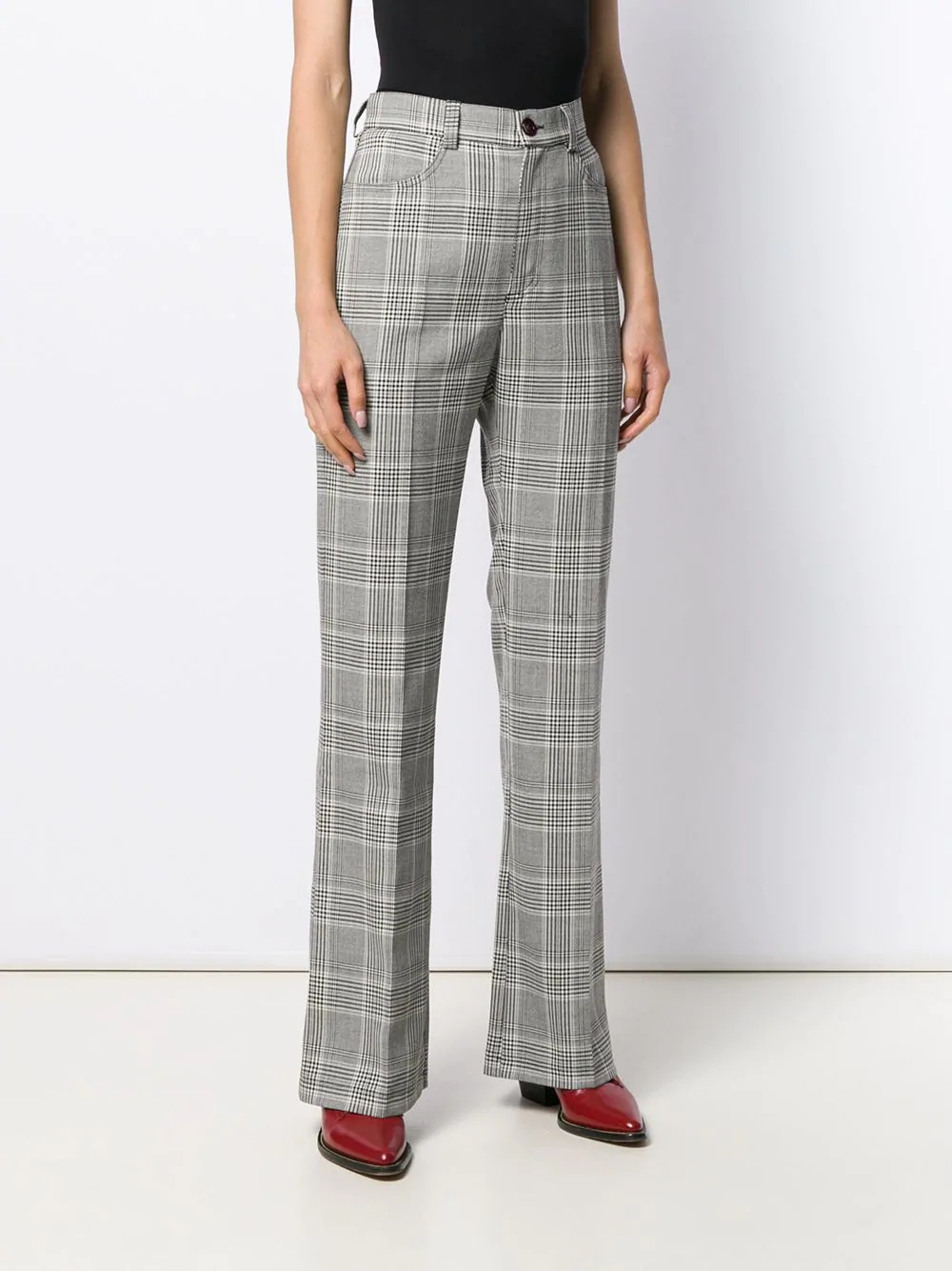 flared check trousers - 3