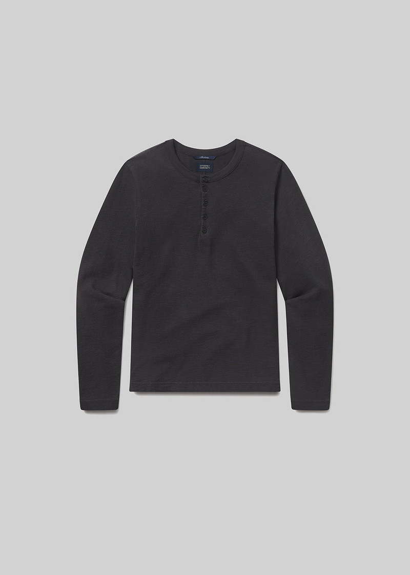 Classic Henley In Washed Black 1