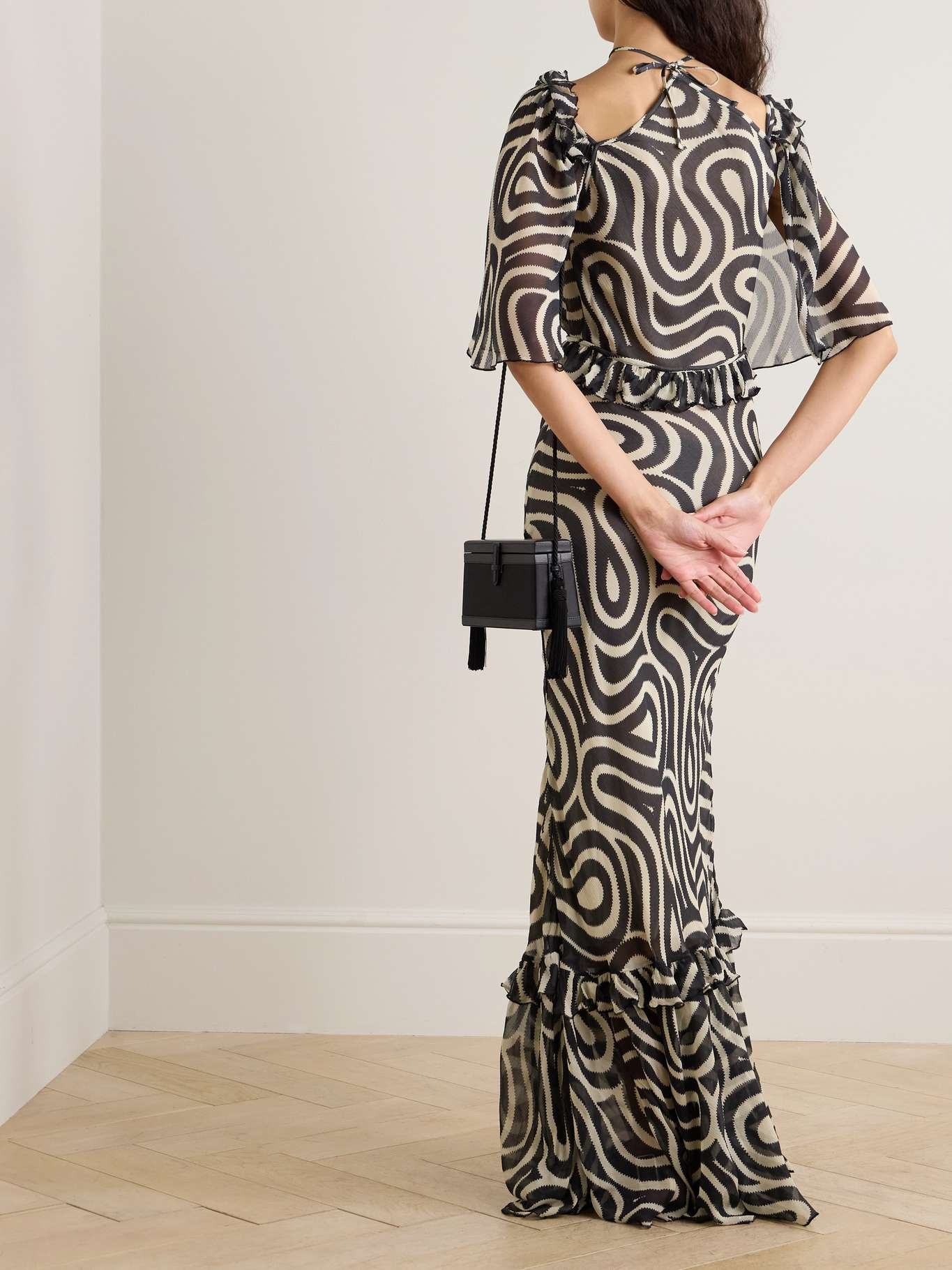 Comber ruffled printed silk-chiffon maxi dress - 3