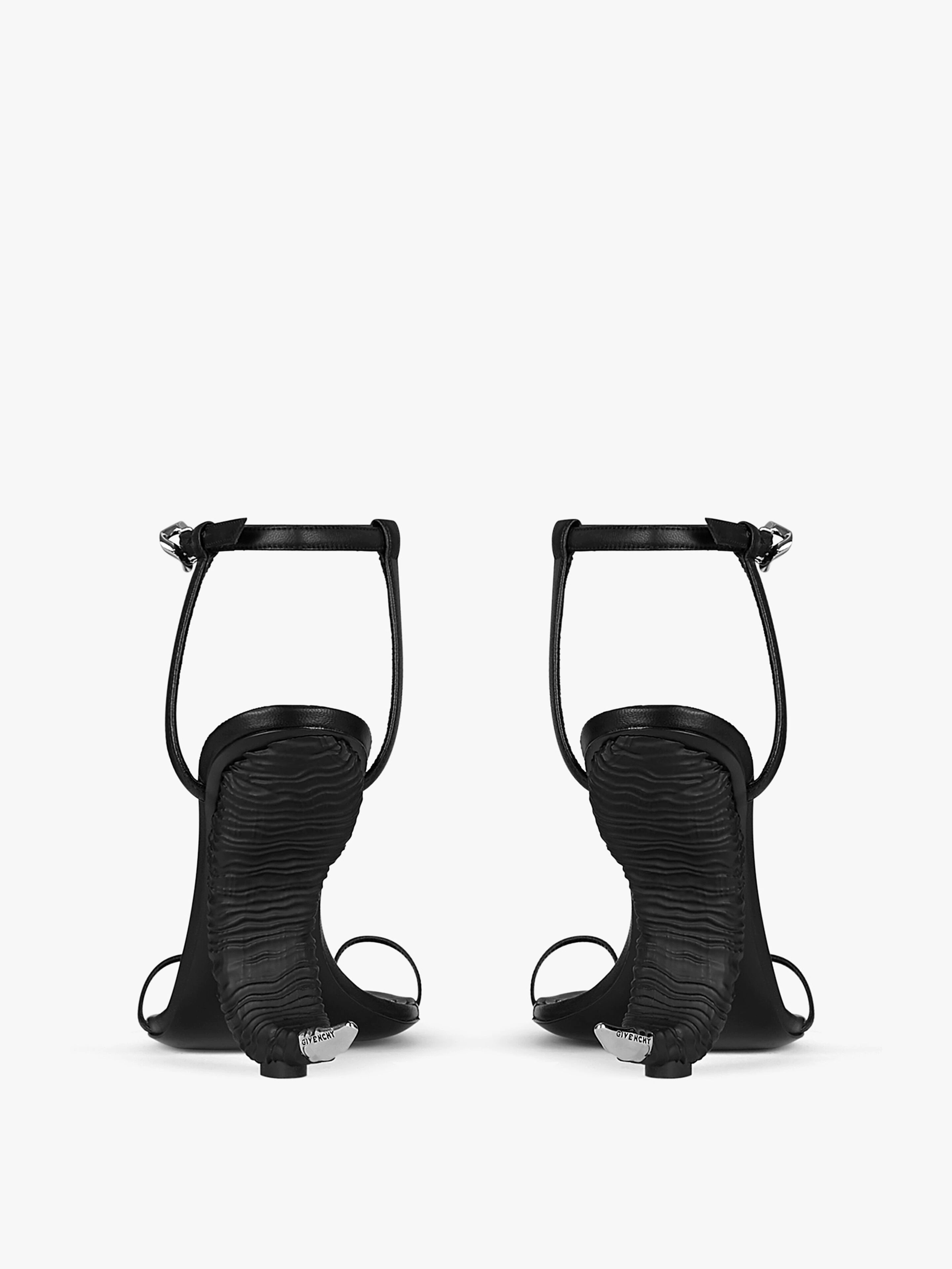 TRIPLE TOES SANDALS IN LEATHER WITH HORN  HEEL - 4