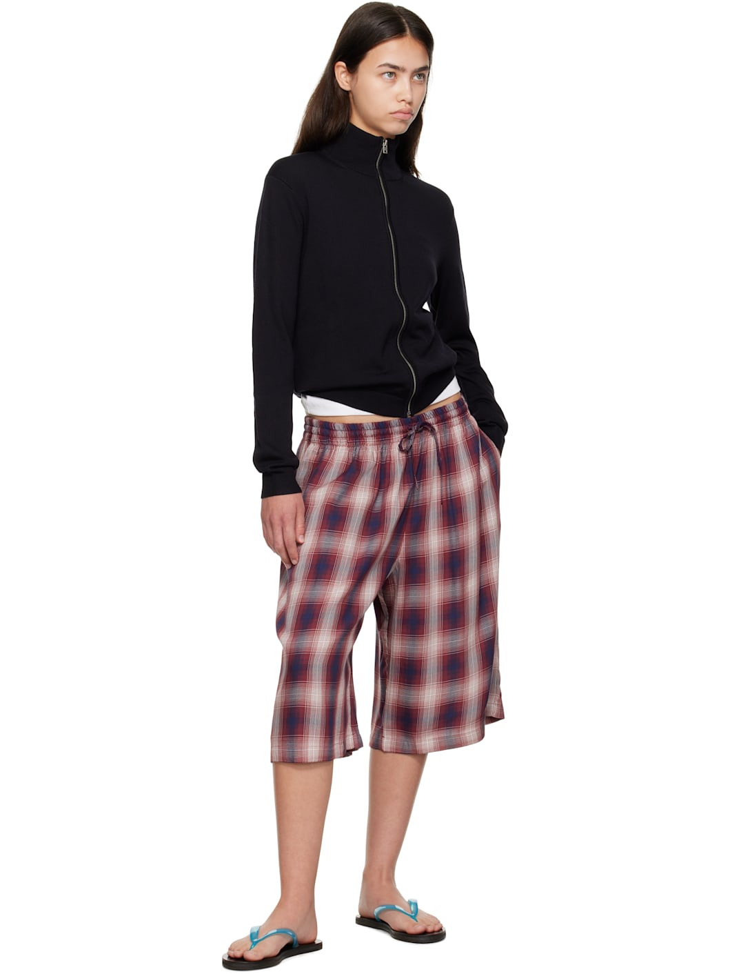 Red & Navy Check Shorts - 4