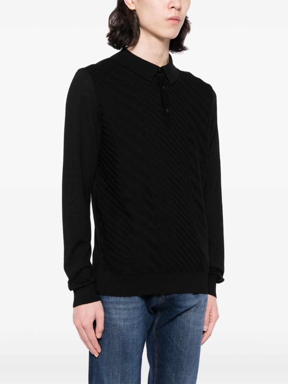 collarless virgin wool-blend top - 3