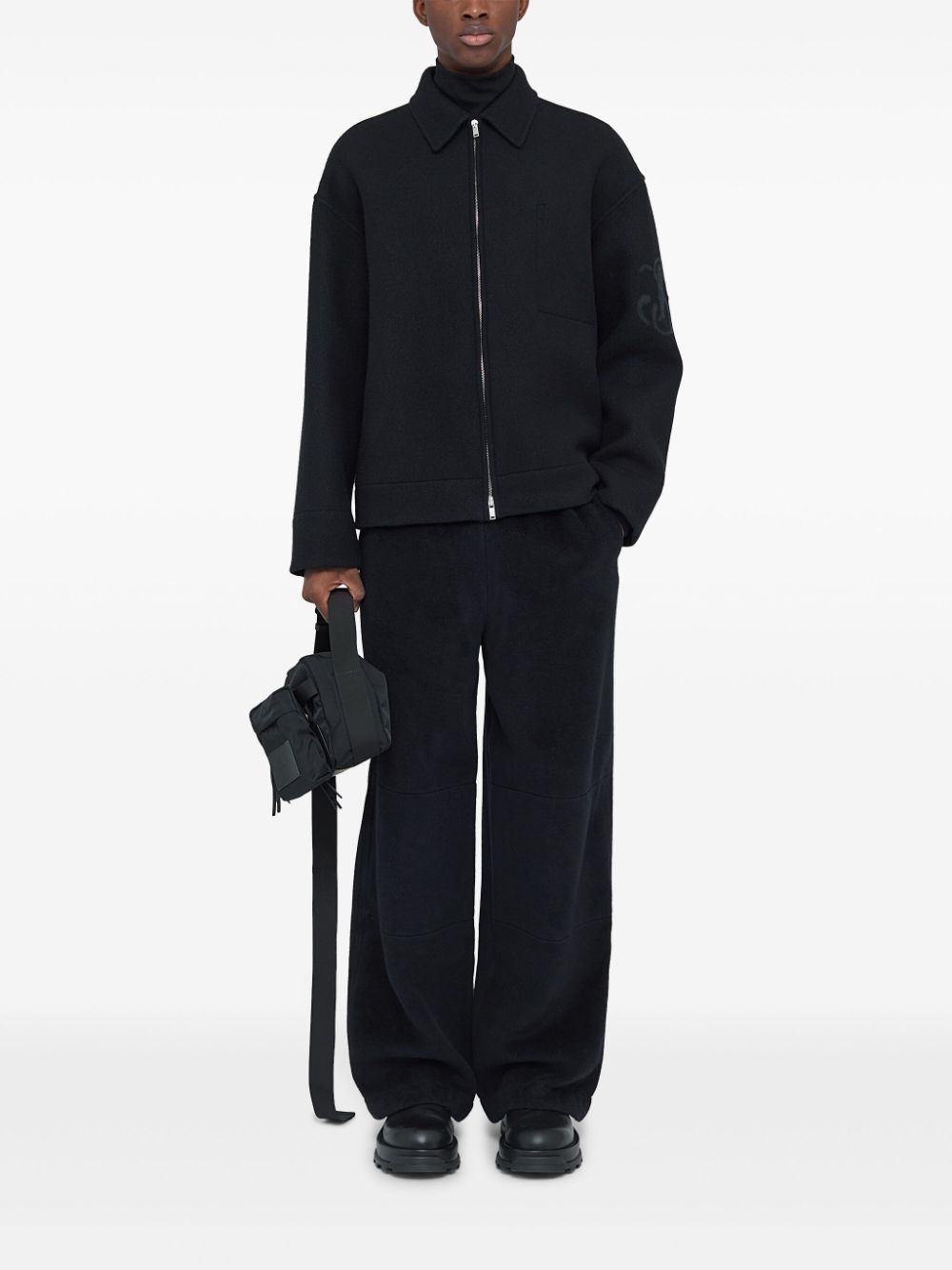 zipped up wool jacket - 2