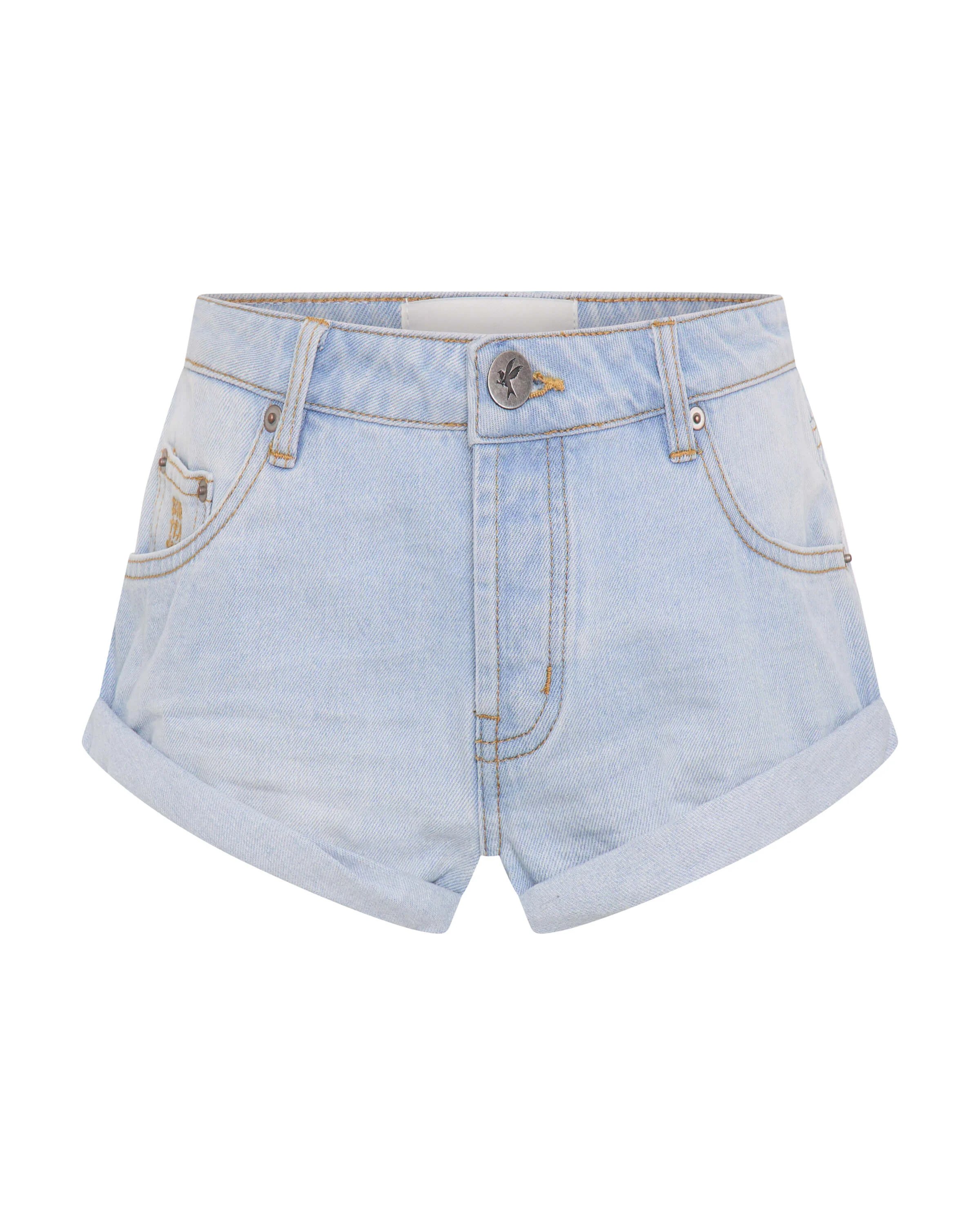 Cyber Blue Bandits Low Waist Denim Shorts - Cyber Blue - 1
