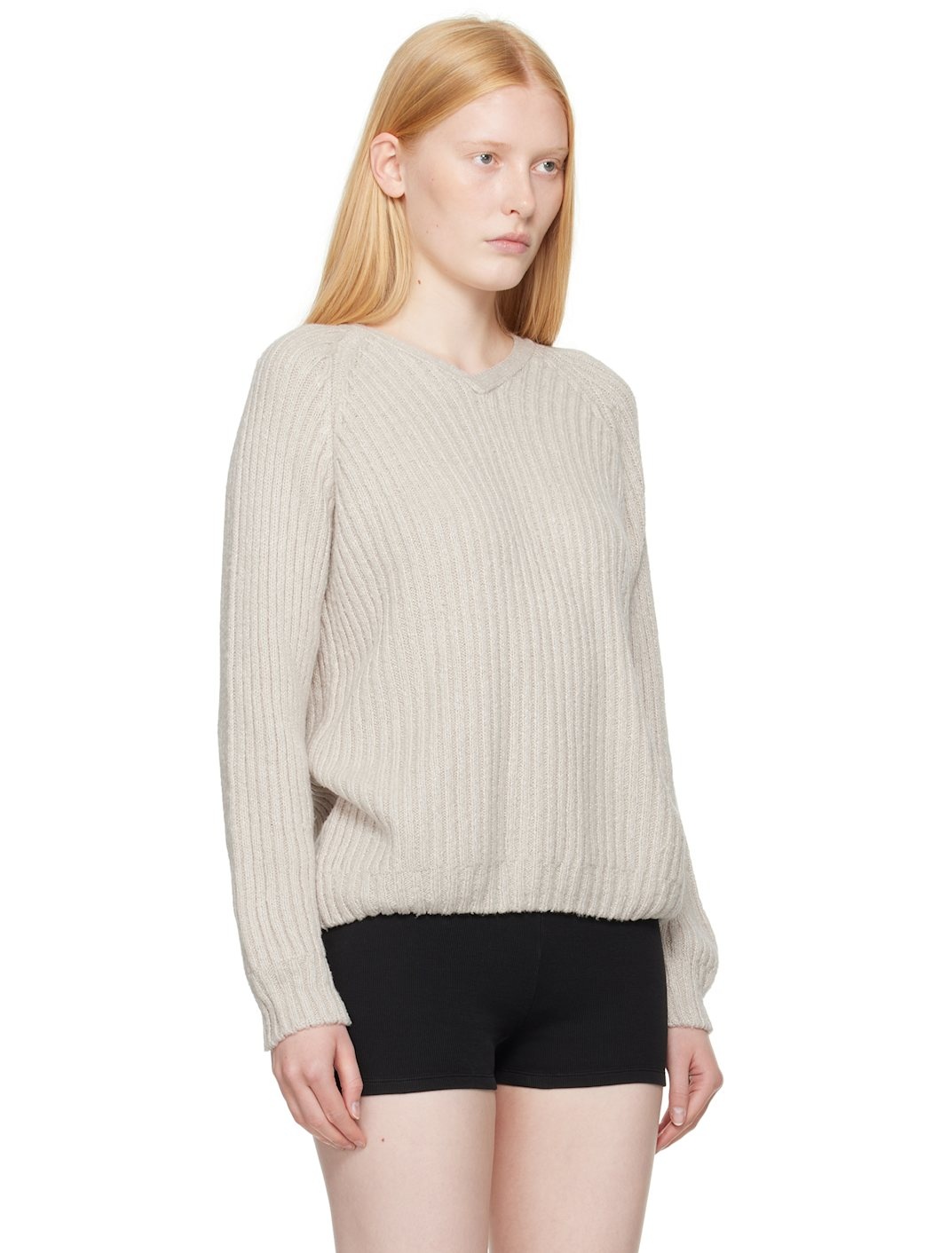 Beige Mate V-Neck Sweater - 2