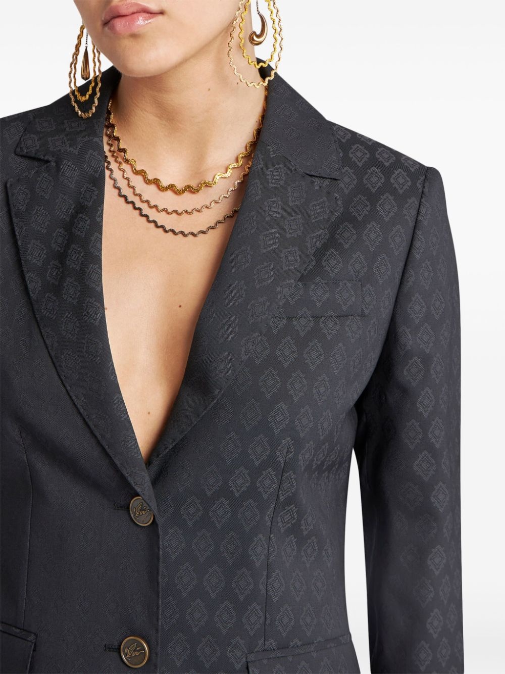patterned-jacquard wool blazer - 4