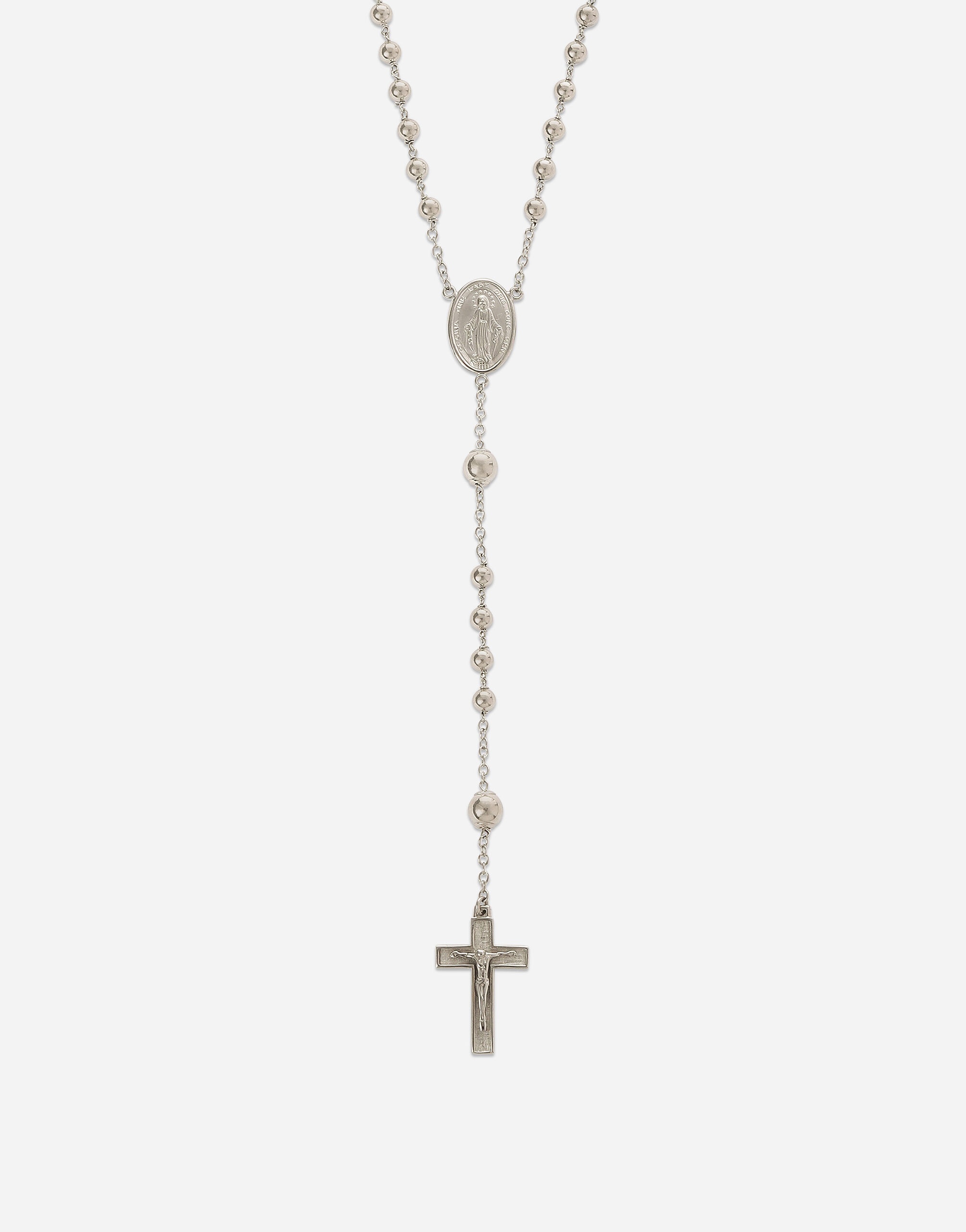 Tradition white gold rosary necklace - 2