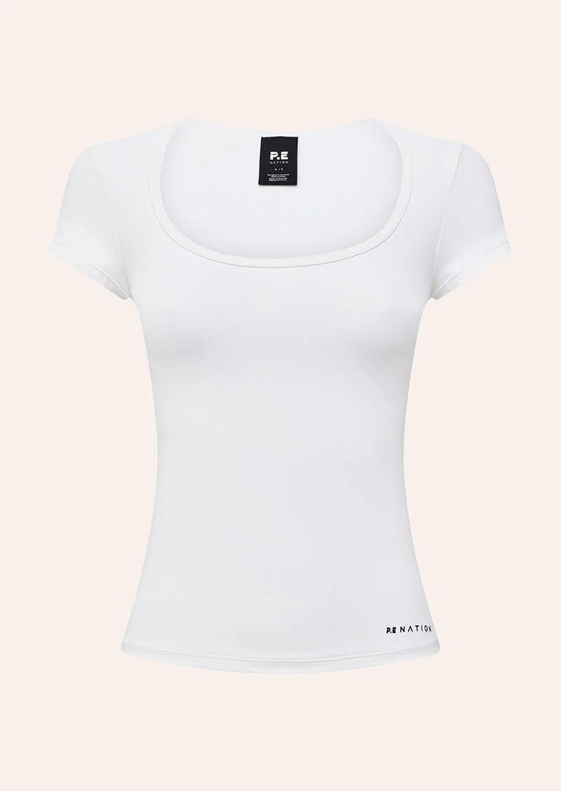 FOUNDATION SCOOP SHORT SLEEVE TOP IN WHITE - 1