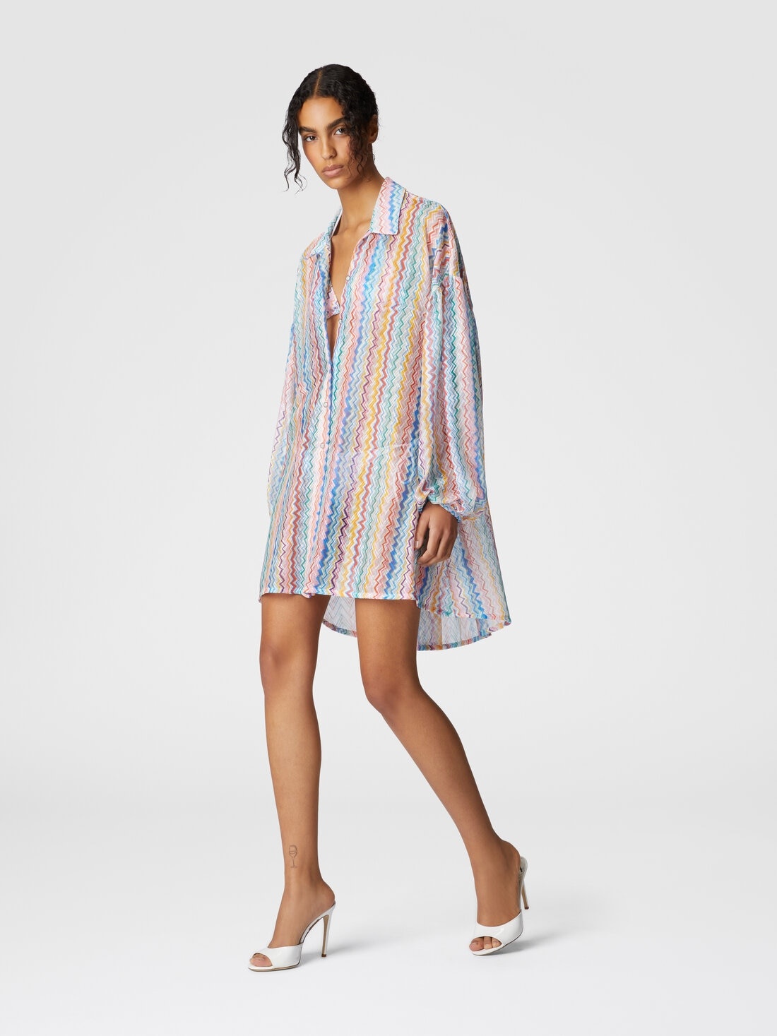 Oversized shirt with puffed sleeves - 2