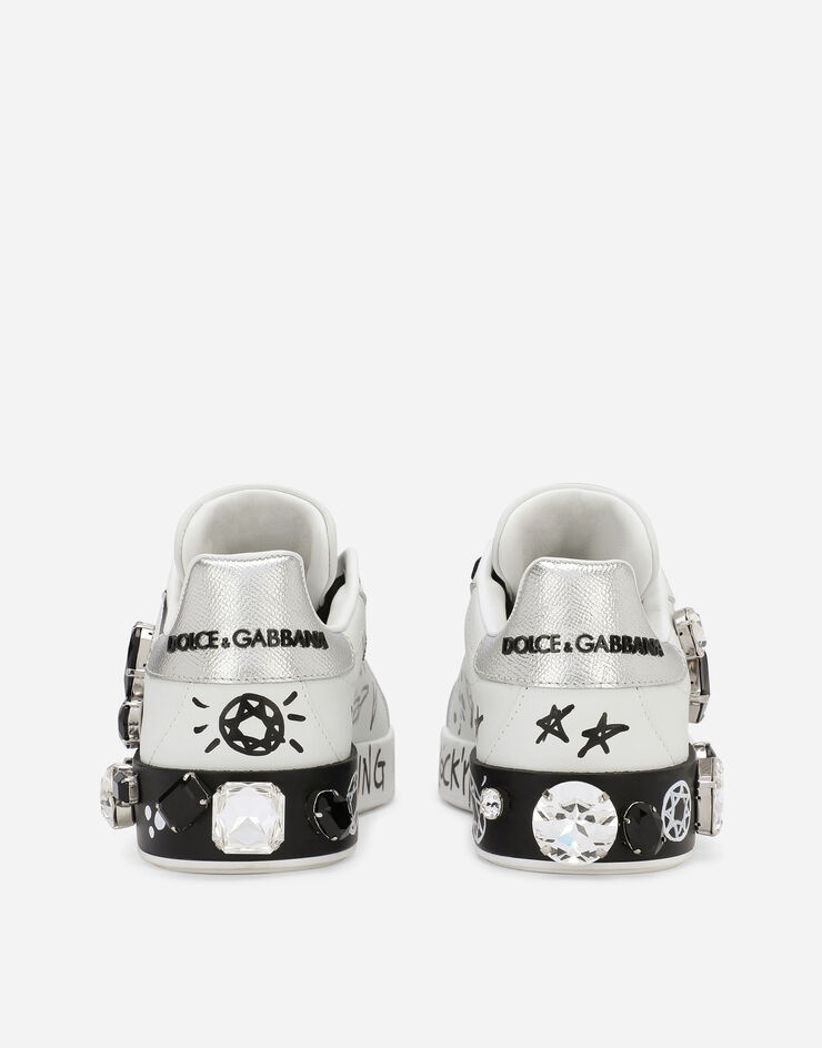 Calfskin Portofino sneakers with embroidery and lettering - 3