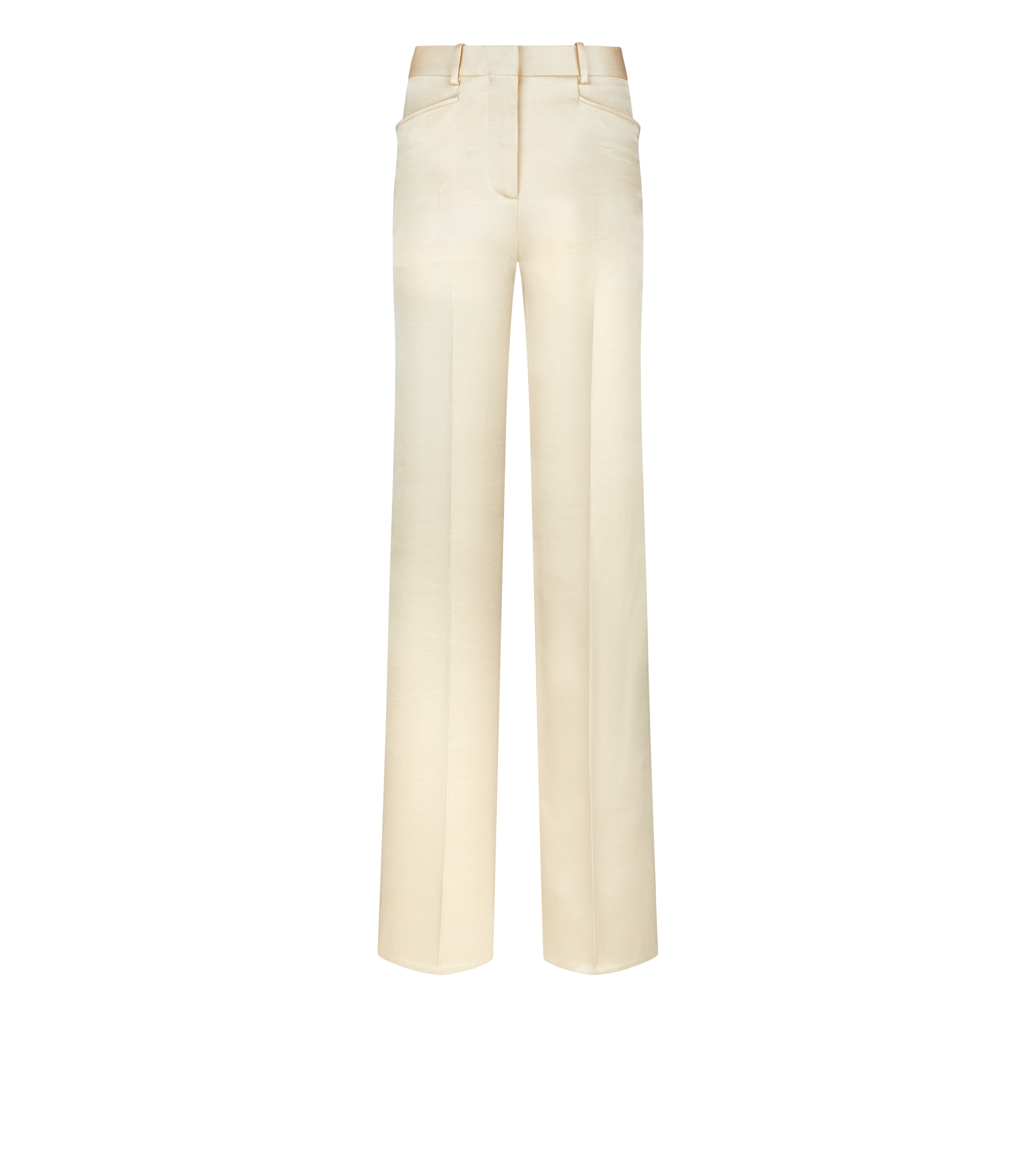 SILK AND WOOL TWILL TAILORED BOOT CUT PANTS - 1